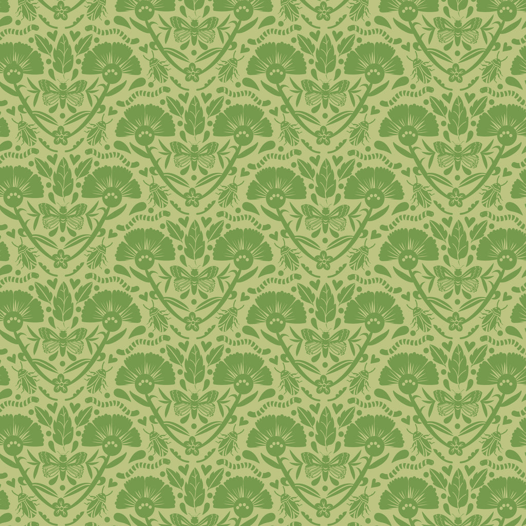 Magical Meadow - Green - Love Bugs - Cloud9 Fabric - Quilting Fabric by the Yard