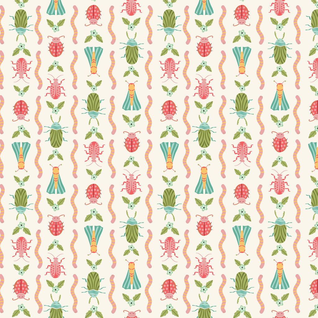 Crawling Critters - Ivory - Love Bugs - Cloud9 Fabric - Quilting Fabric by the Yard