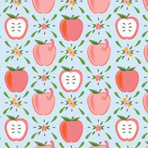 Apples & Wiggles - Bookworm - Cloud9 Fabric - Quilting Fabric by the Yard