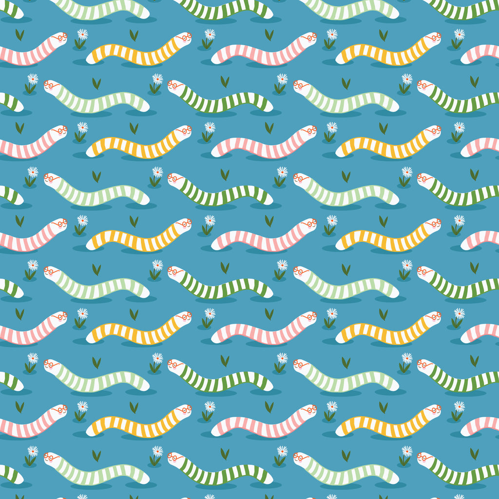 PRE-ORDER - Wise Worms - Bookworm - Cloud9 Fabric - Quilting Fabric by the Yard