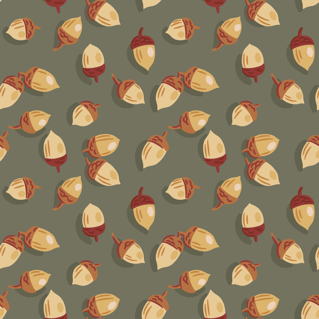 PRE-ORDER - Acorn Cache in Peat - Falling into Autumn - Cloud9 Fabric - Quilting Fabric by the Yard