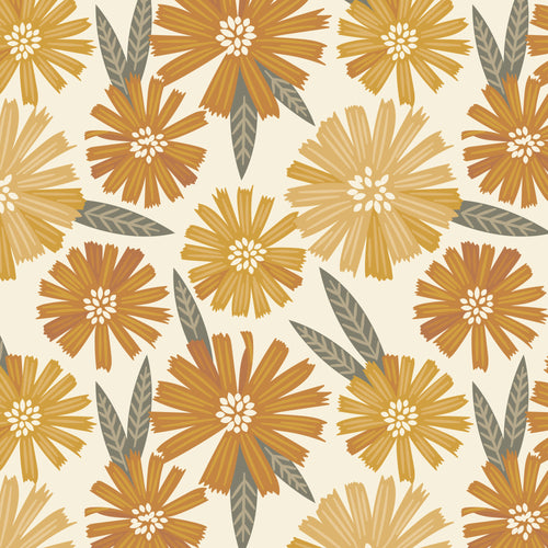 Aster Blooms in Ivory/Amber - Falling into Autumn - Cloud9 Fabric - Quilting Fabric by the Yard