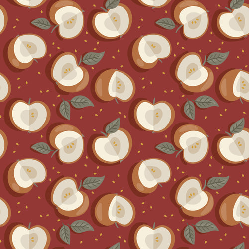 Apple Harvest in Red - Falling into Autumn - Cloud9 Fabric - Quilting Fabric by the Yard