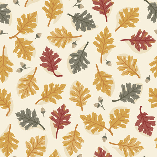 Fall Leaves in Ivory/Multi - Falling into Autumn - Cloud9 Fabric - Quilting Fabric by the Yard
