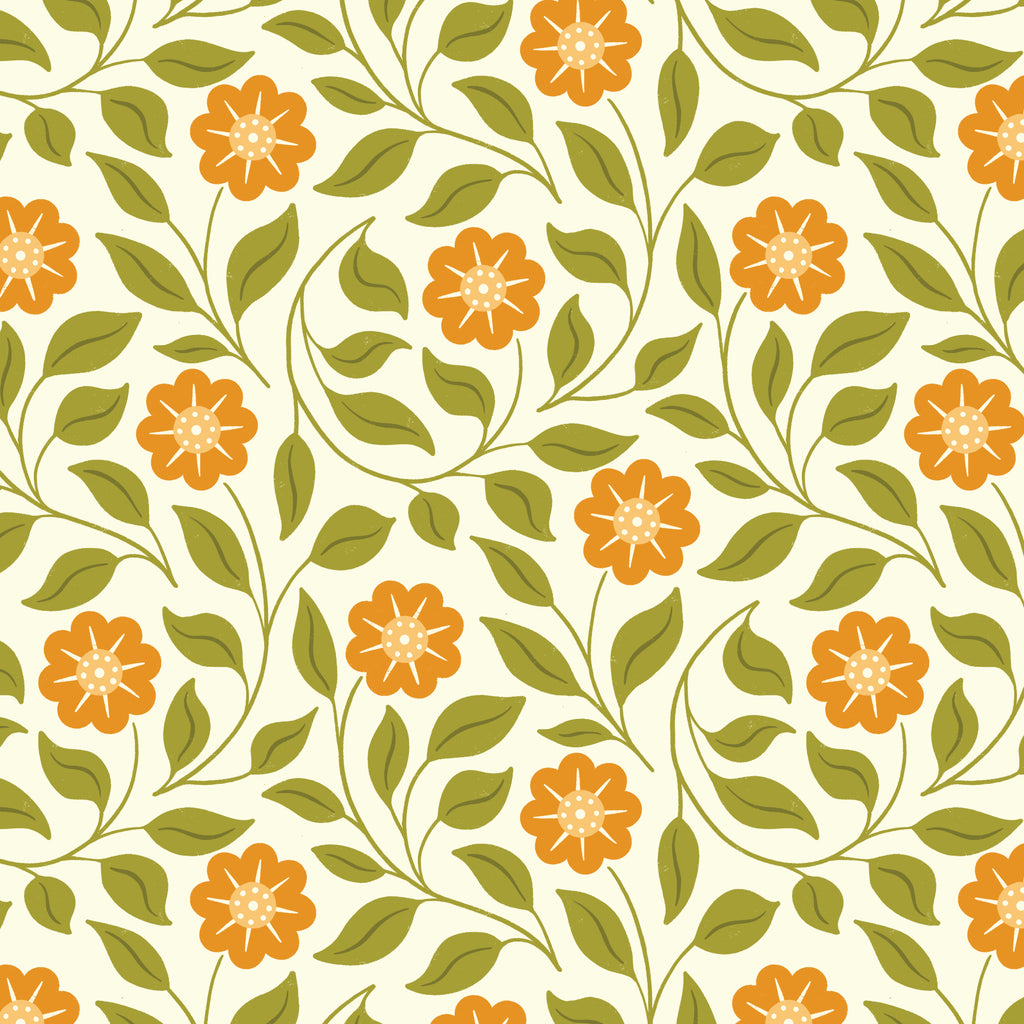 PRE-ORDER - Trailing Blooms in Yellow - Bountiful Acre - Cloud9 Fabric - Quilting Fabric by the Yard