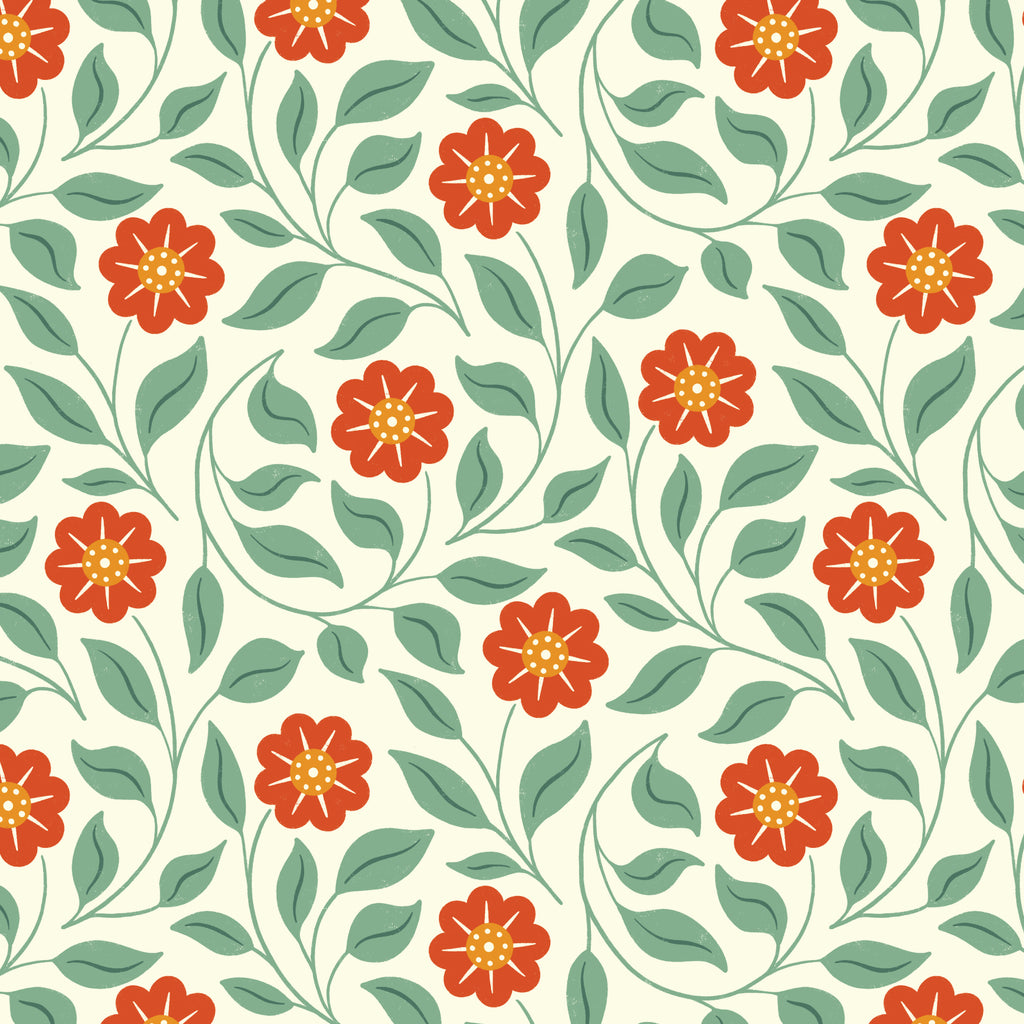 PRE-ORDER - Trailing Blooms in Red - Bountiful Acre - Cloud9 Fabric - Quilting Fabric by the Yard