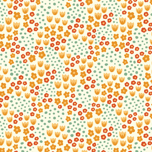 Ditsy Floral Orange/Red - Bountiful Acre - Cloud9 Fabric - Quilting Fabric by the Yard