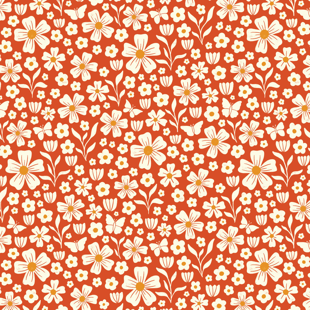 PRE-ORDER - Wildflower Whimsy in Red - Bountiful Acre - Cloud9 Fabric - Quilting Fabric by the Yard