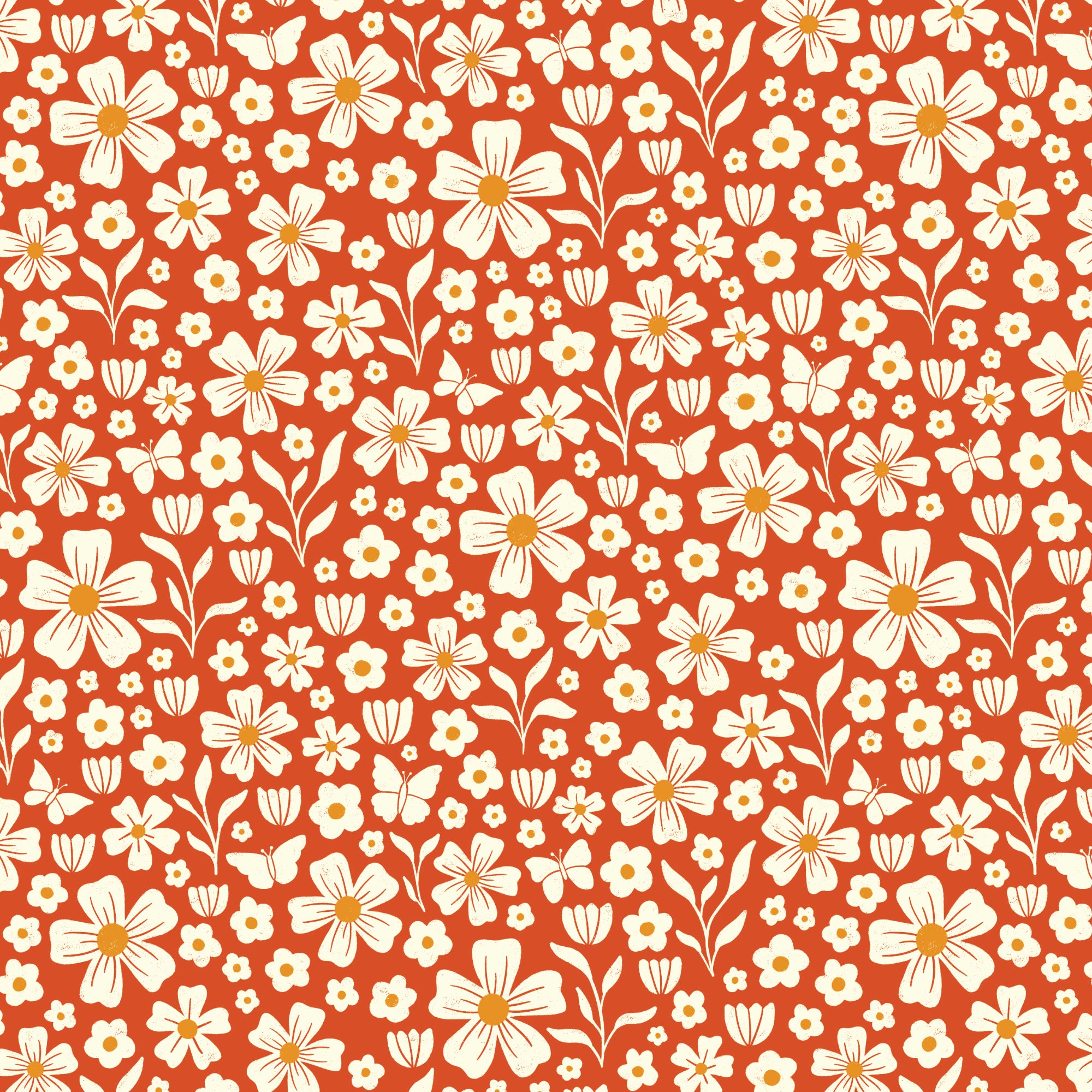 PRE-ORDER - Wildflower Whimsy in Red - Bountiful Acre - Cloud9 Fabric - Quilting Fabric by the Yard