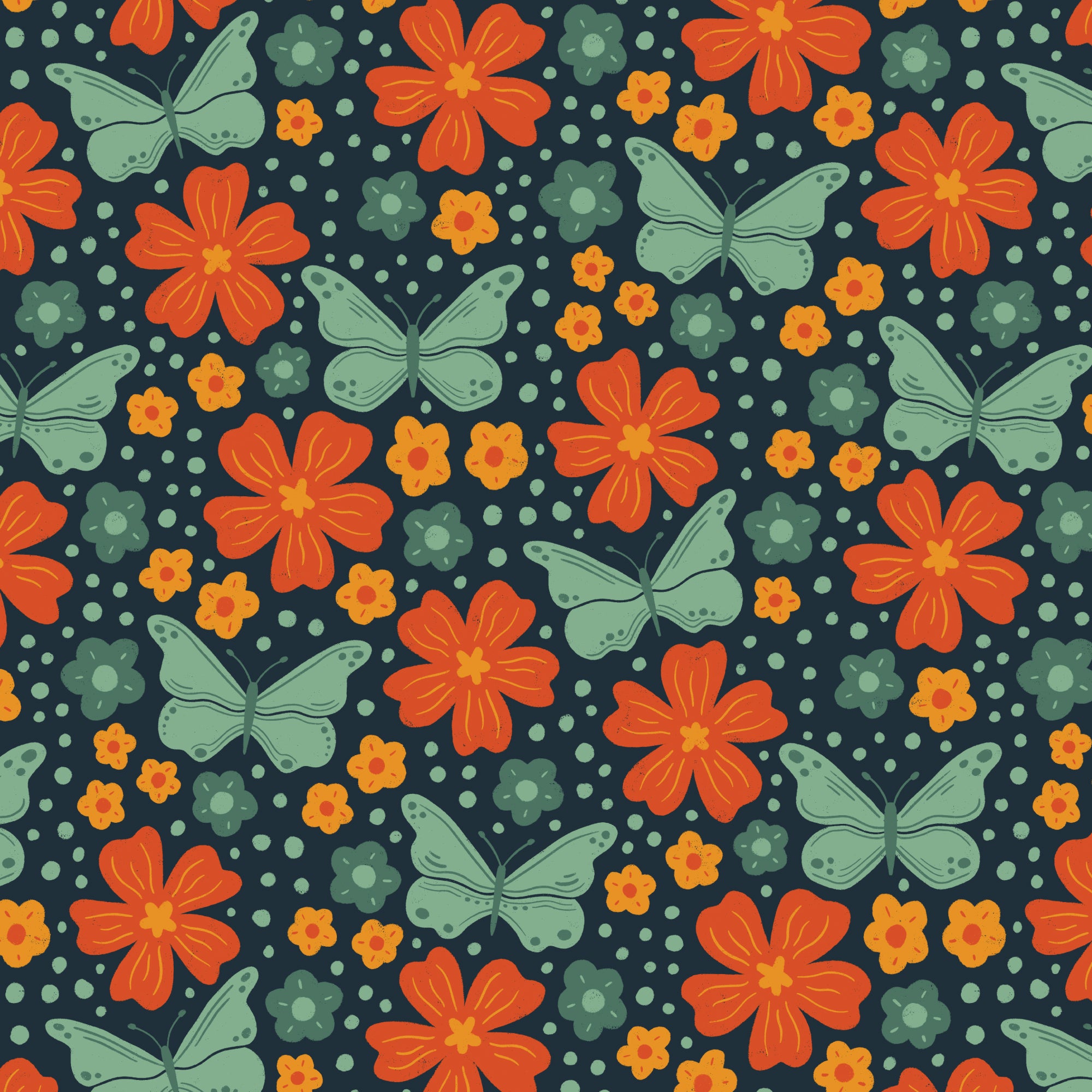 PRE-ORDER - Butterfly Border in Blue - Bountiful Acre - Cloud9 Fabric - Quilting Fabric by the Yard