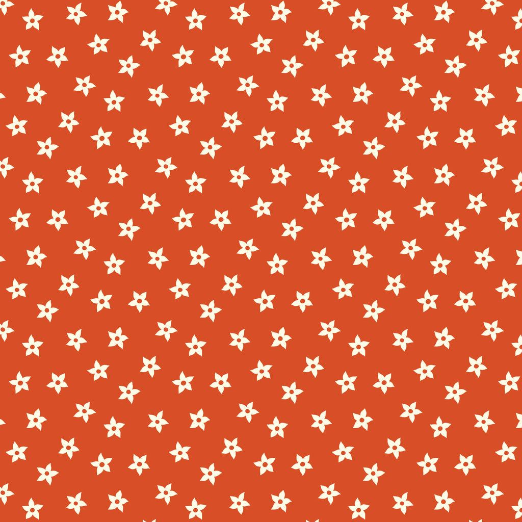 PRE-ORDER - Star Flowers in Red - Bountiful Acre - Cloud9 Fabric - Quilting Fabric by the Yard