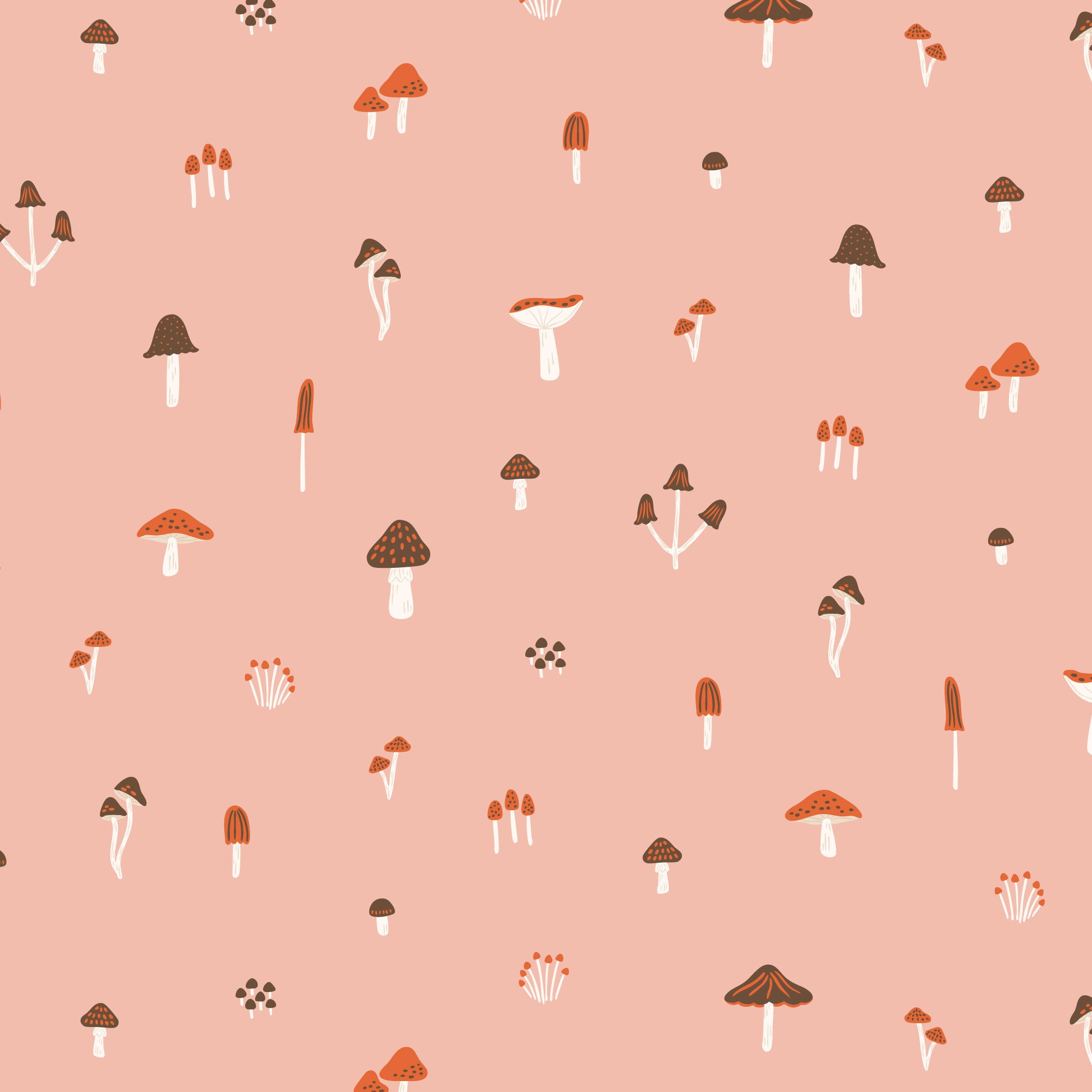 PRE-ORDER - March of the Mushrooms in Pink - It was the 70's - Cloud9 Fabric - Quilting Fabric by the Yard