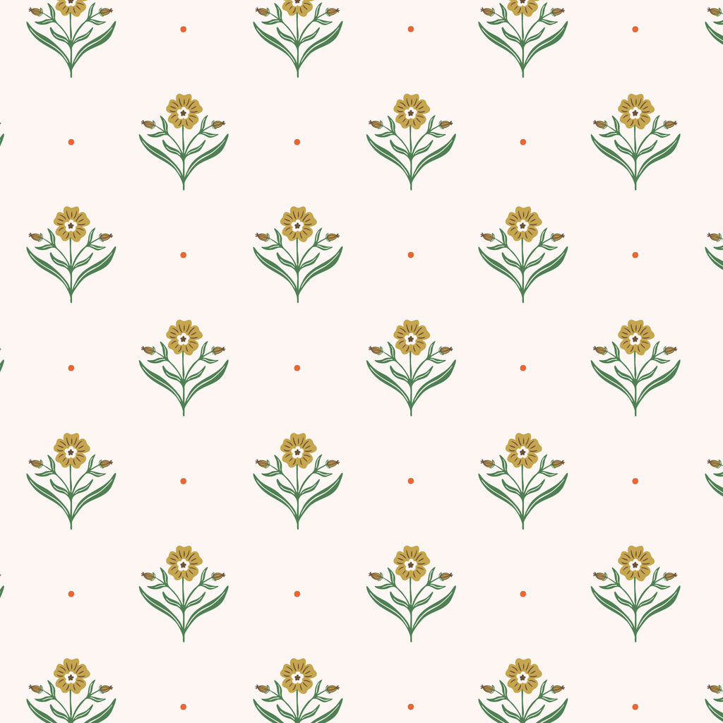 PRE-ORDER - Retro Blossoms in Ivory - It was the 70's - Cloud9 Fabric - Quilting Fabric by the Yard