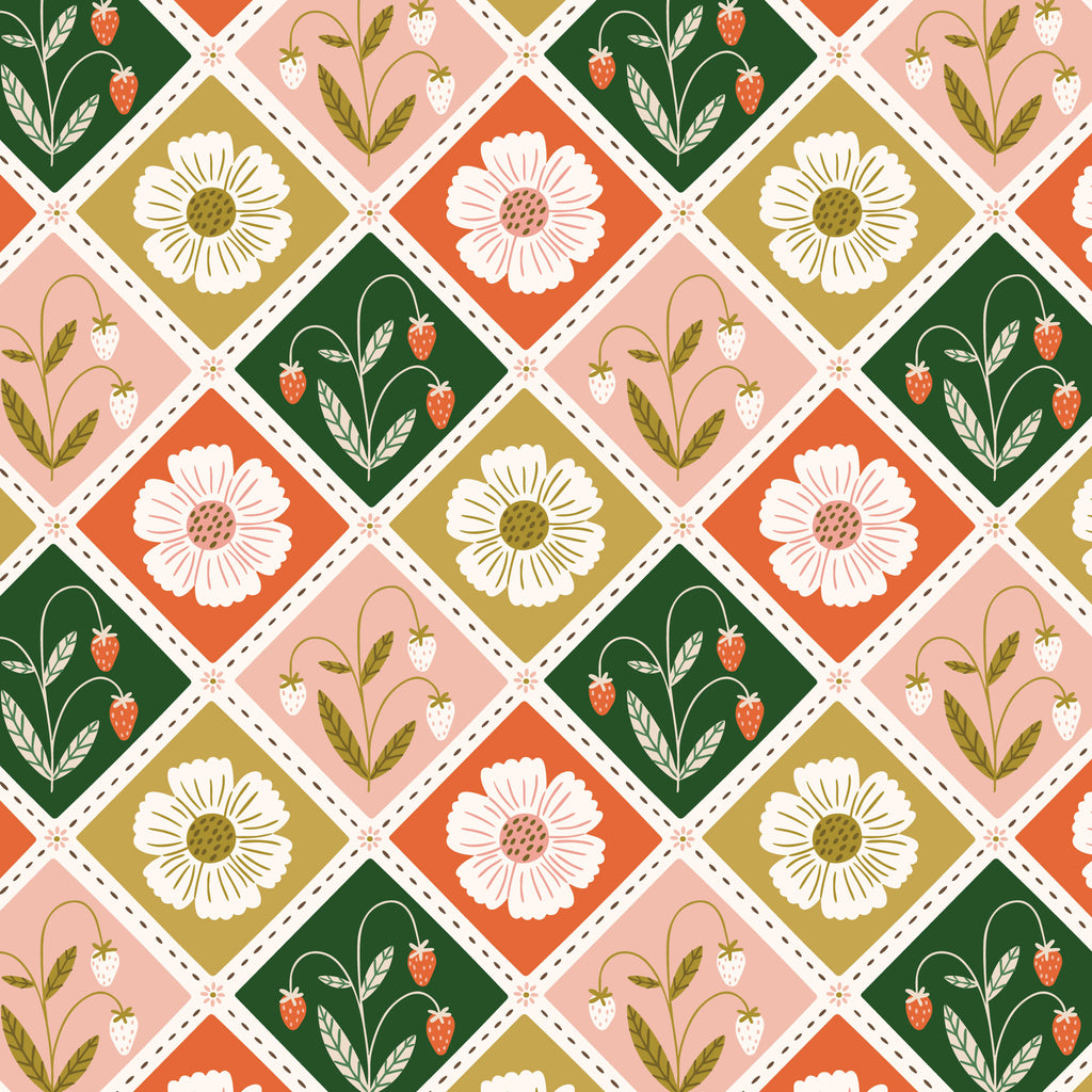PRE-ORDER - Strawberry Fields in Multi - It was the 70's - Cloud9 Fabric - Quilting Fabric by the Yard
