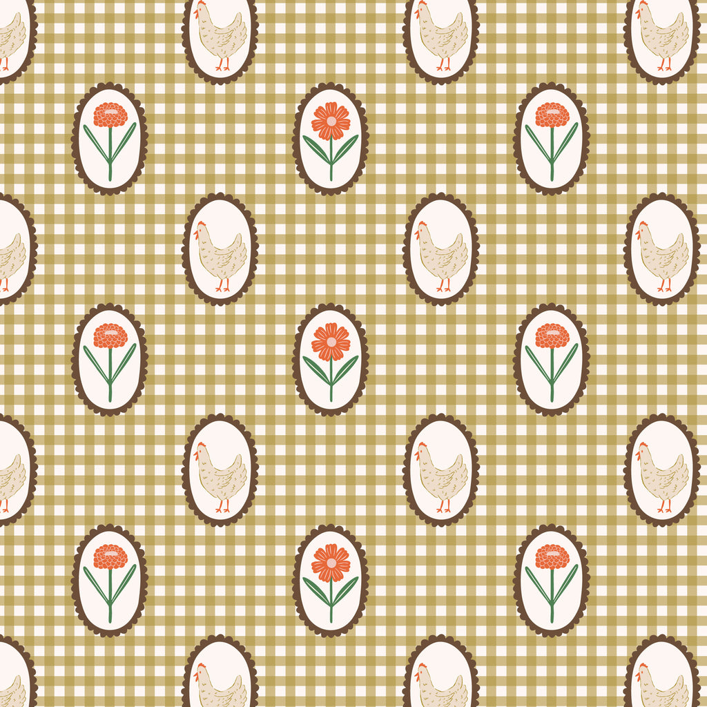 PRE-ORDER - Girls in the Garden in Olive - It was the 70's - Cloud9 Fabric - Quilting Fabric by the Yard