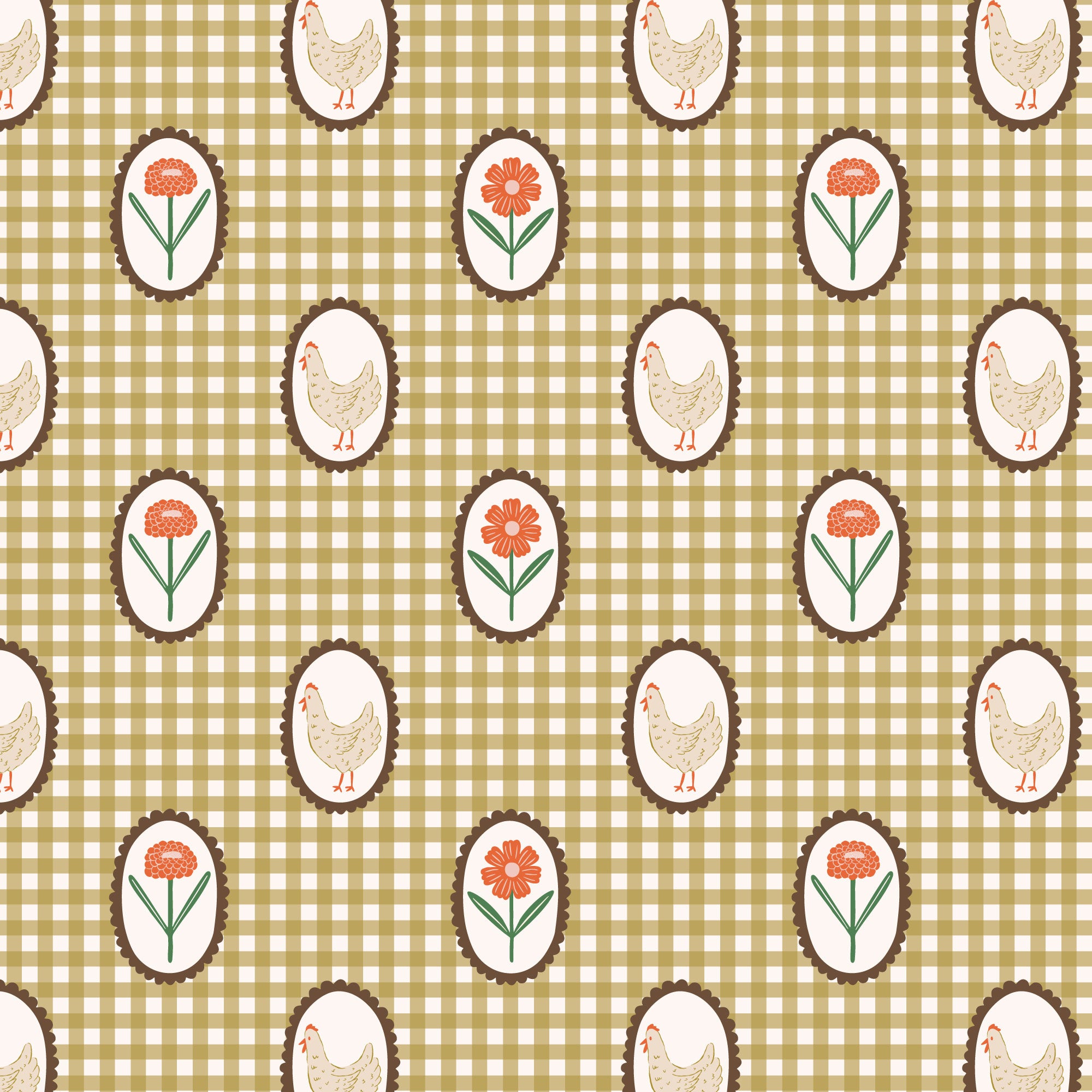 PRE-ORDER - Girls in the Garden in Olive - It was the 70's - Cloud9 Fabric - Quilting Fabric by the Yard
