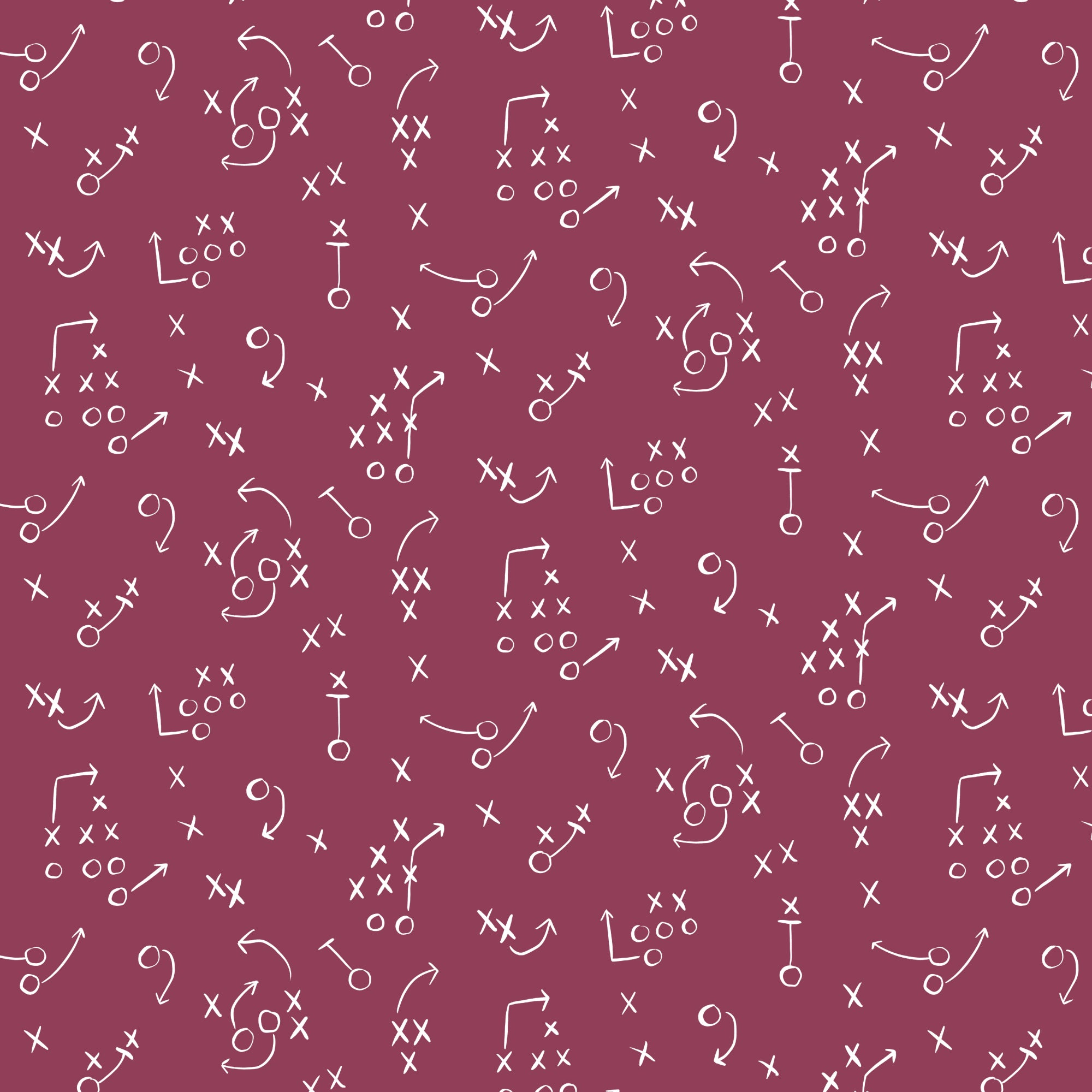 PRE-ORDER - X's and O's in Plum - Touchdowns & Tailwags - Cloud9 Fabric - Quilting Fabric by the Yard