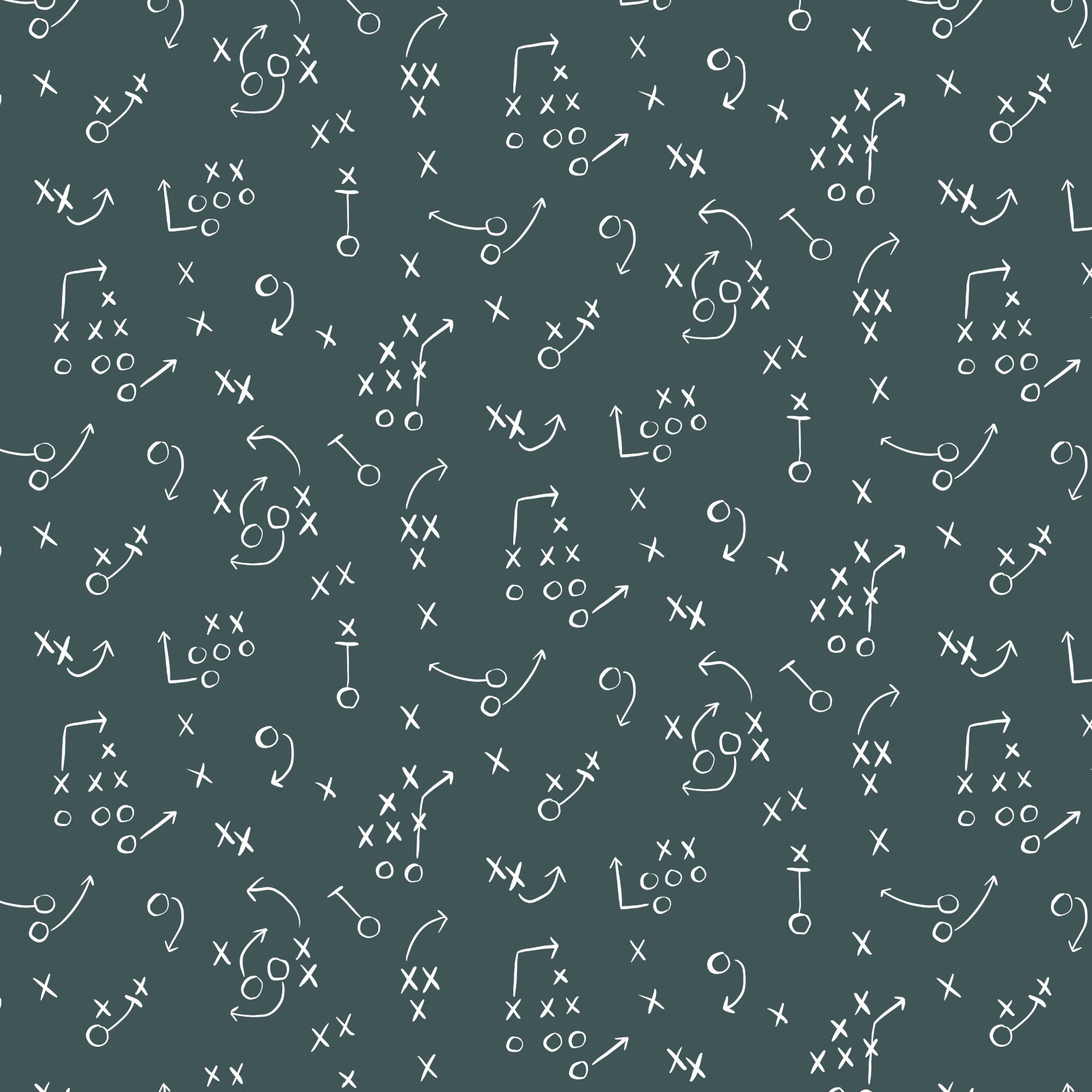 PRE-ORDER - X's and O's in Teal - Touchdowns & Tailwags - Cloud9 Fabric - Quilting Fabric by the Yard