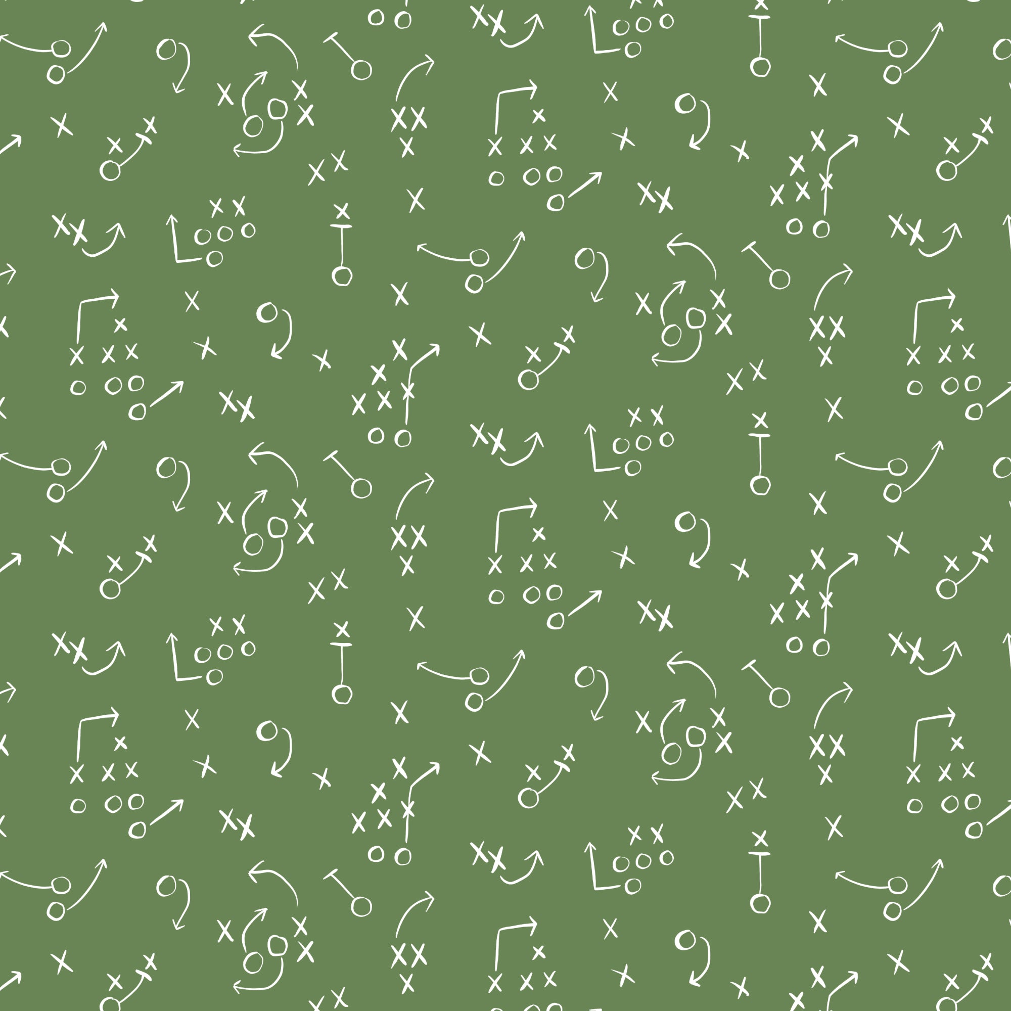 PRE-ORDER - X's and O's in Green - Touchdowns & Tailwags - Cloud9 Fabric - Quilting Fabric by the Yard