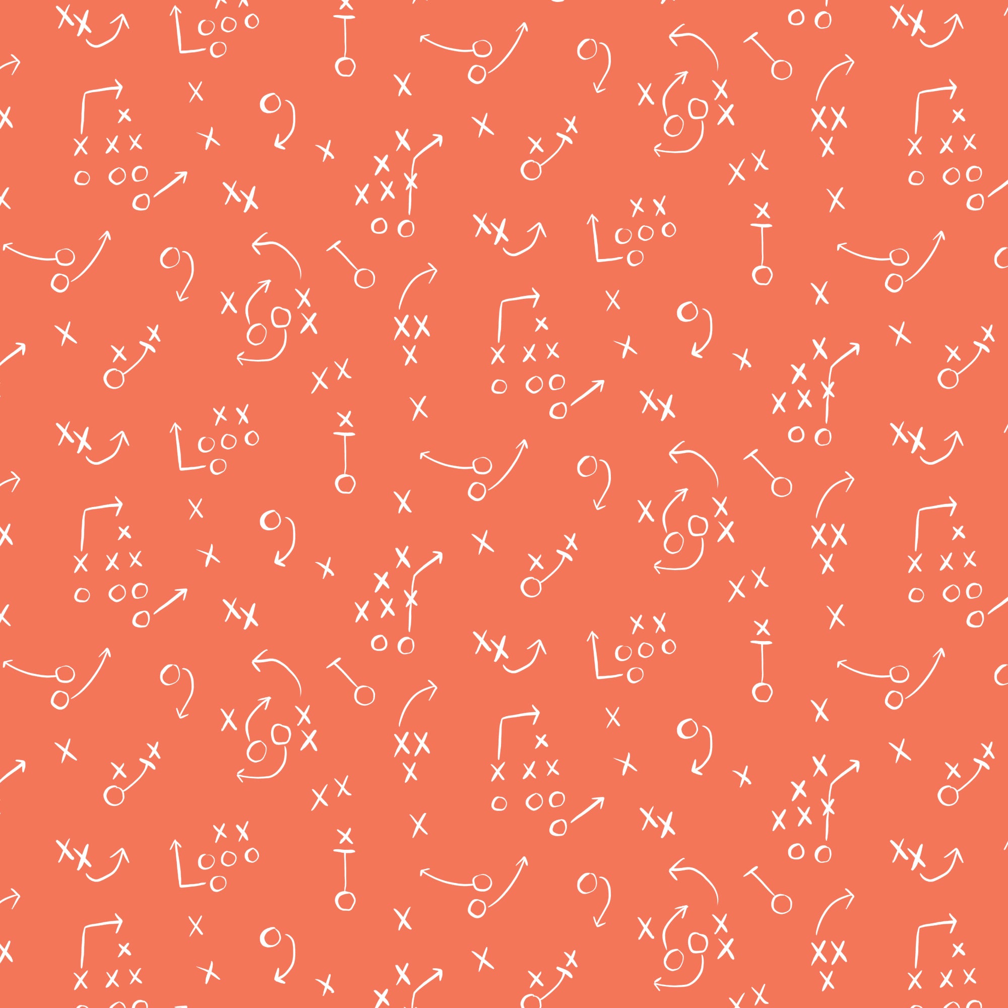 PRE-ORDER - X's and O's in Orange - Touchdowns & Tailwags - Cloud9 Fabric - Quilting Fabric by the Yard