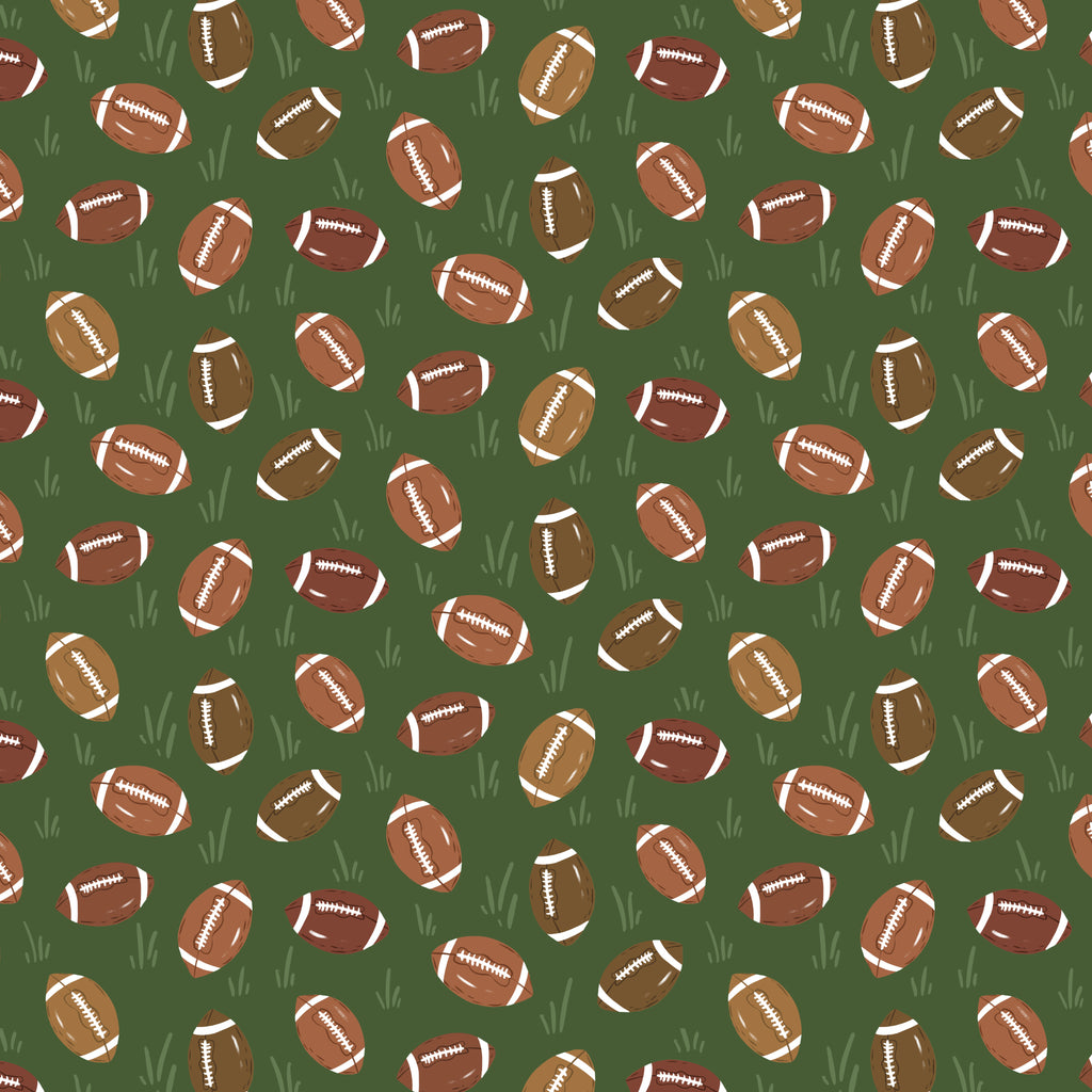 PRE-ORDER - Pass the Pigskin in Green/Brown - Touchdowns & Tailwags - Cloud9 Fabric - Quilting Fabric by the Yard