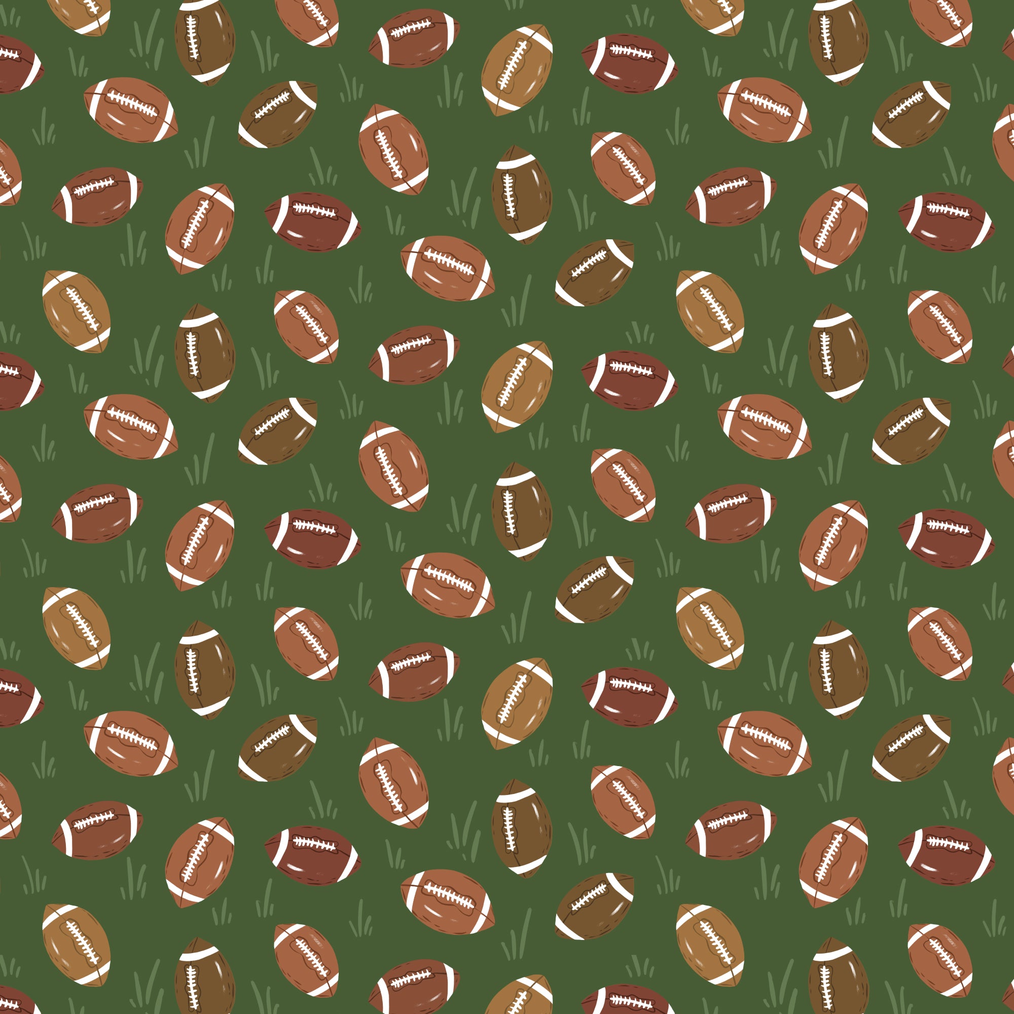 PRE-ORDER - Pass the Pigskin in Green/Brown - Touchdowns & Tailwags - Cloud9 Fabric - Quilting Fabric by the Yard