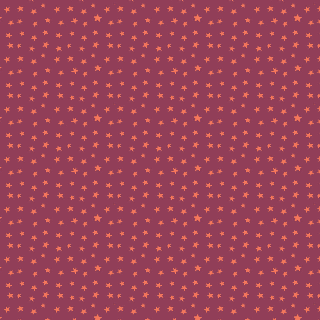 PRE-ORDER - Super Stars in Plum - Touchdowns & Tailwags - Cloud9 Fabric - Quilting Fabric by the Yard