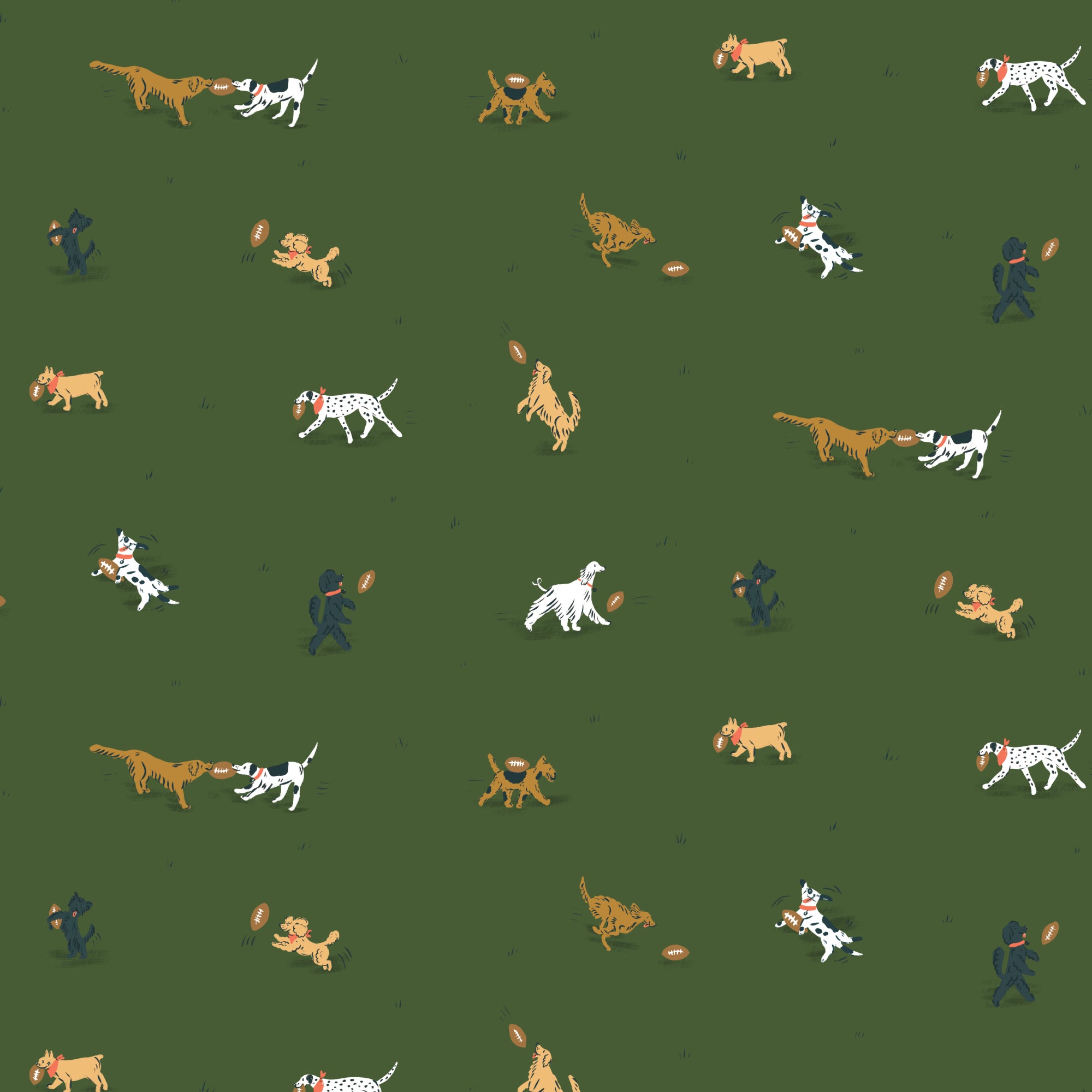 PRE-ORDER - Playing Field in Green - Touchdowns & Tailwags - Cloud9 Fabric - Quilting Fabric by the Yard