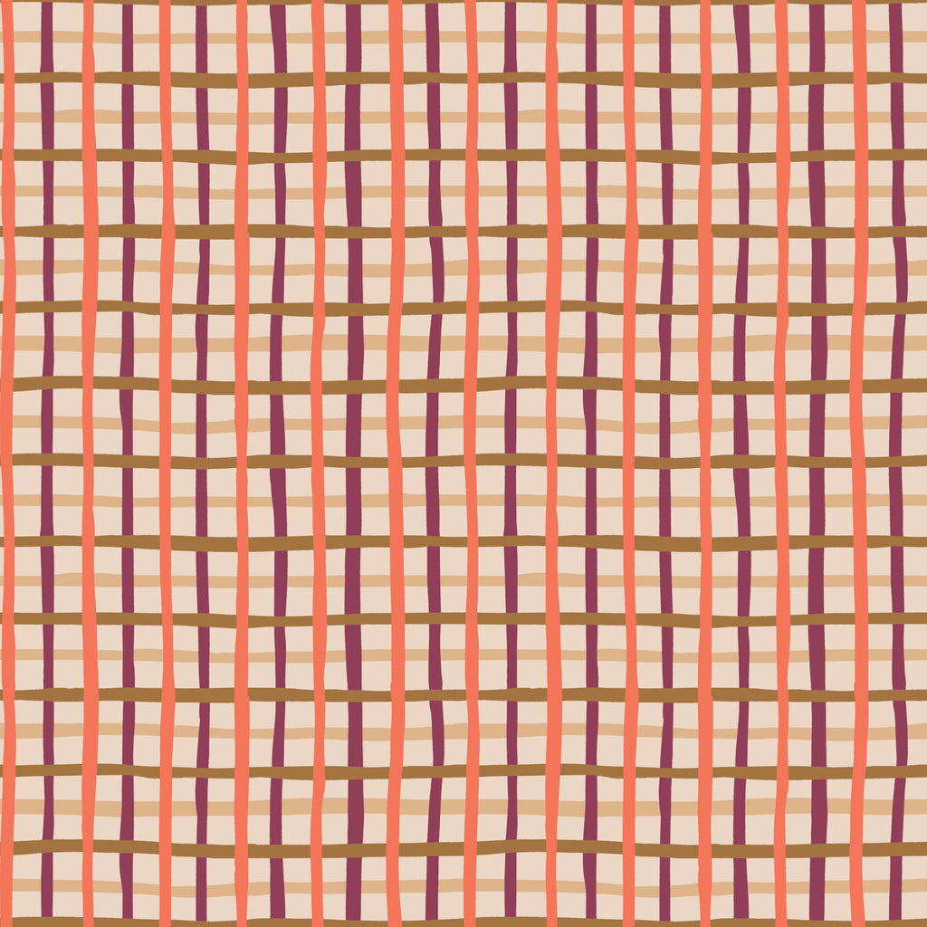 PRE-ORDER - Pep Rally Plaid in Plum/Orange - Touchdowns & Tailwags - Cloud9 Fabric - Quilting Fabric by the Yard