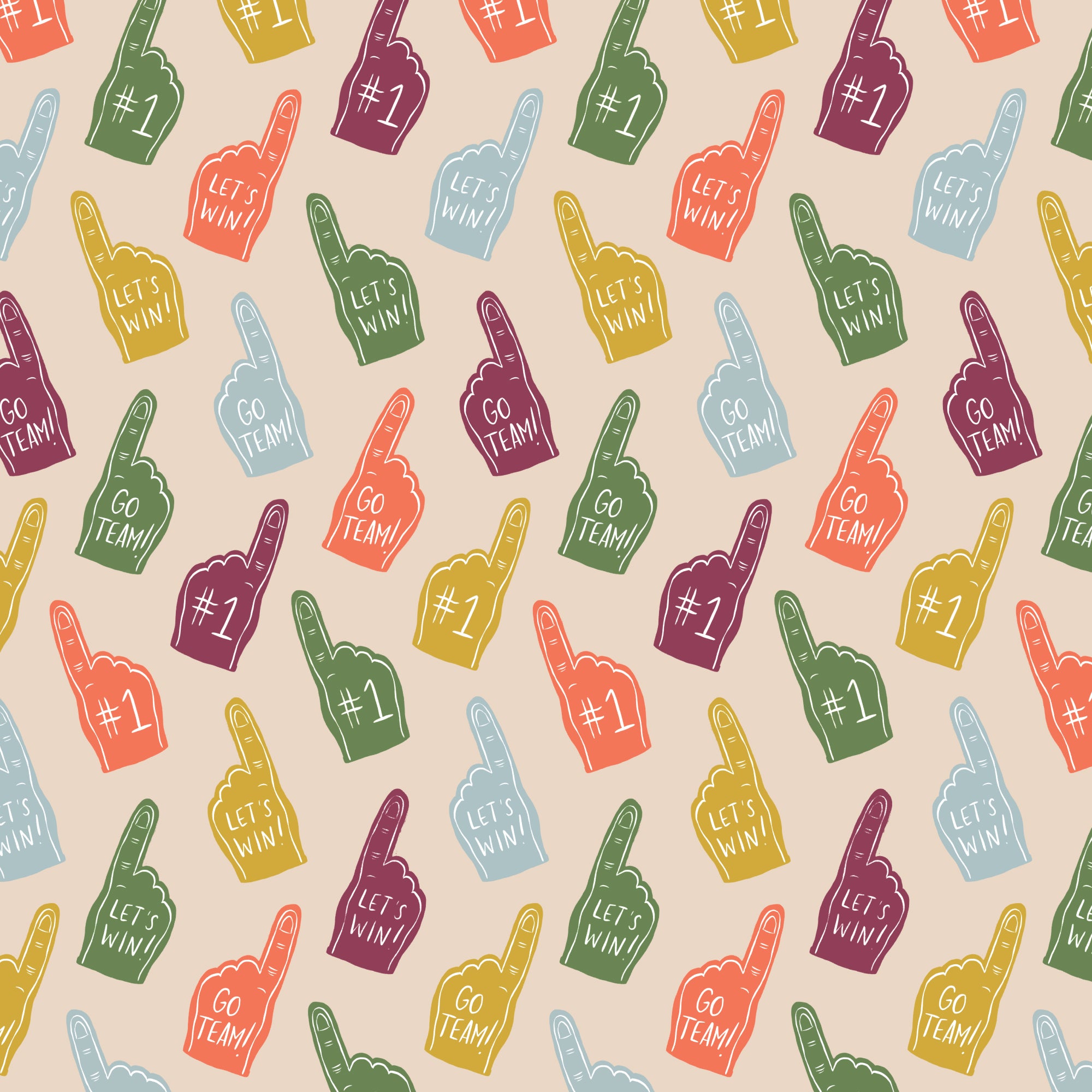 PRE-ORDER - Foam Fanatics in Oat/Multi - Touchdowns & Tailwags - Cloud9 Fabric - Quilting Fabric by the Yard