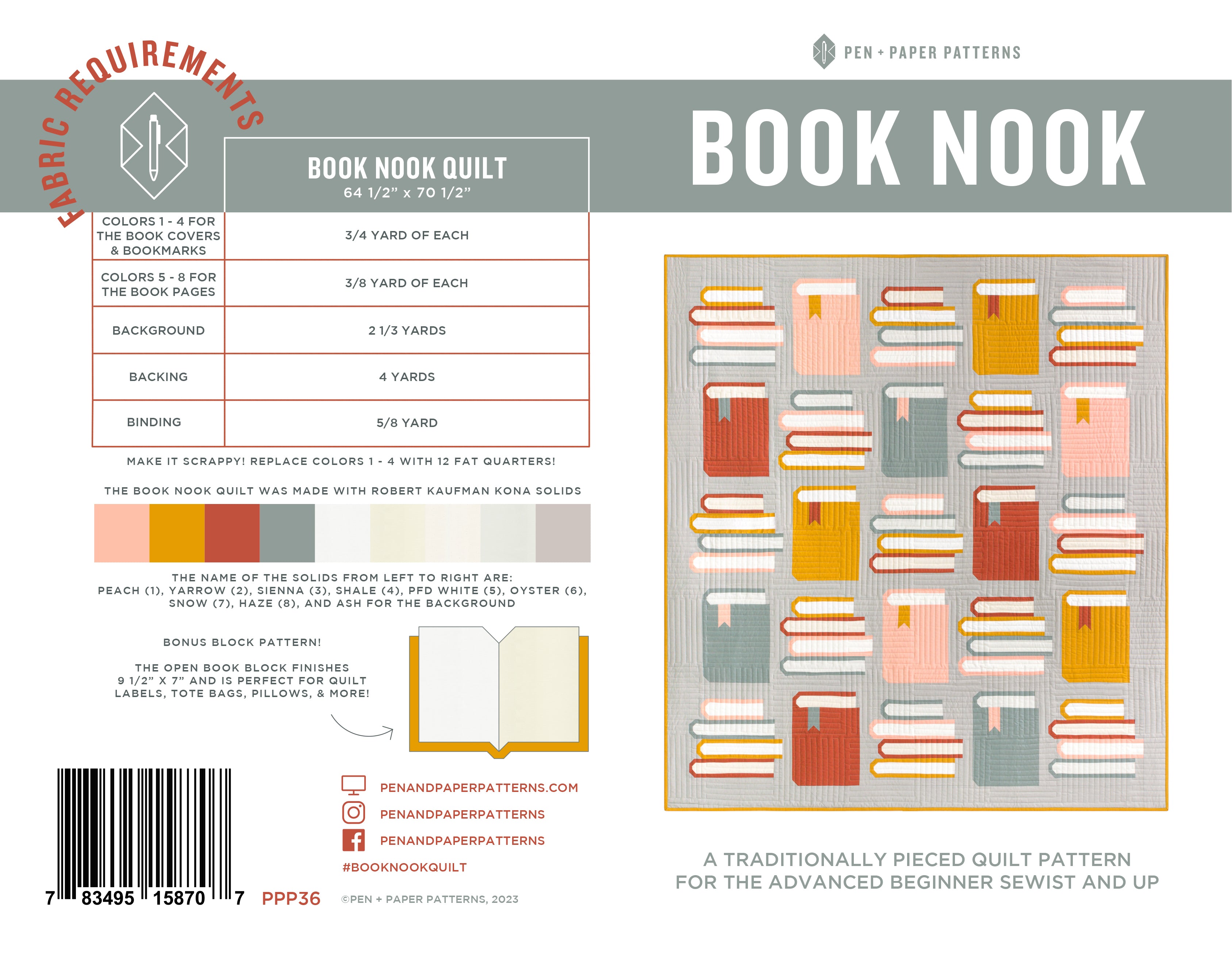 Book Nook Quilt Pattern - Pen + Paper Patterns
