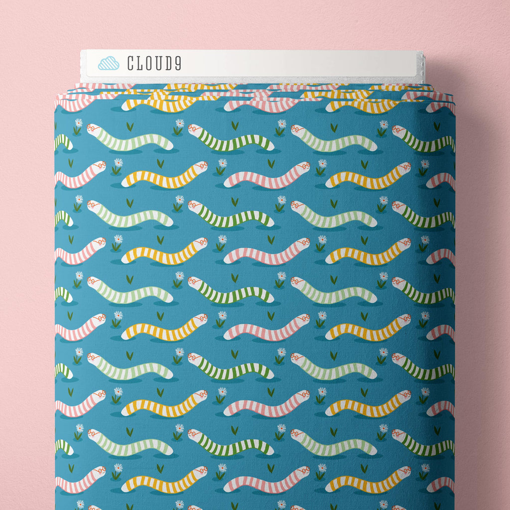 PRE-ORDER - Wise Worms - Bookworm - Cloud9 Fabric - Quilting Fabric by the Yard
