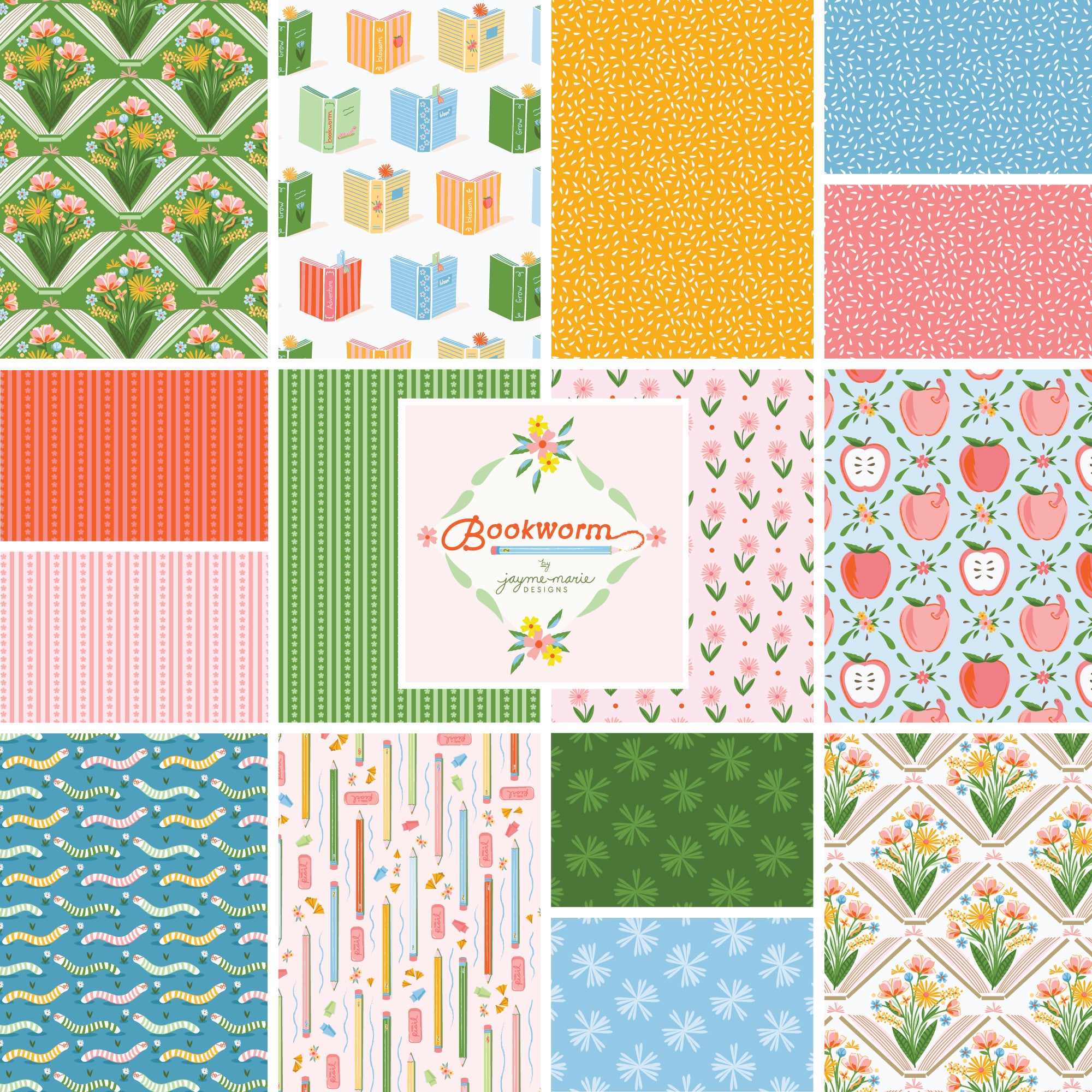 PRE-ORDER - Fat Quarter Bundle - Bookworm - Cloud9 Fabric - Quilting Fabric by the Yard