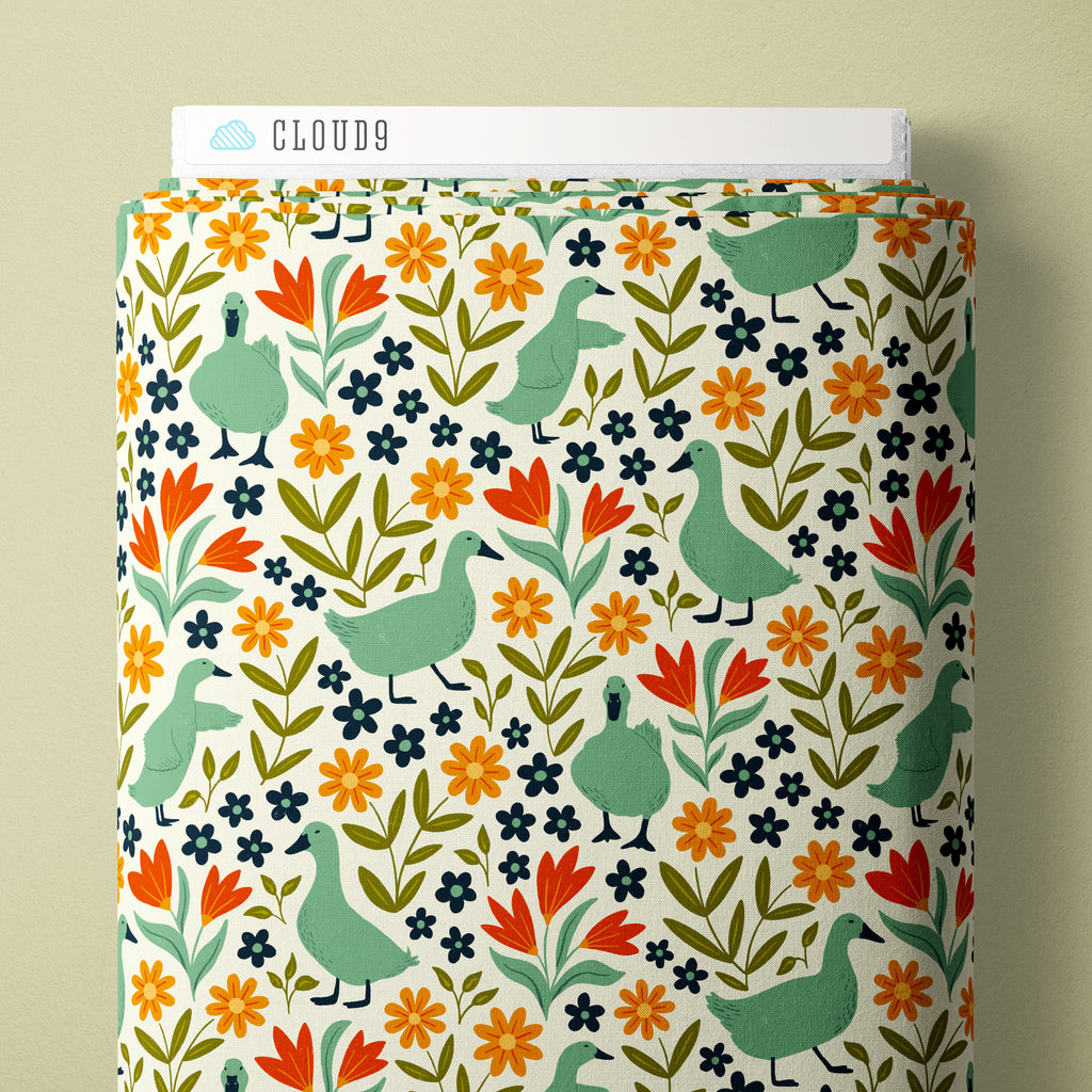 PRE-ORDER - Garden Paradise in Cream - Bountiful Acre - Cloud9 Fabric - Quilting Fabric by the Yard
