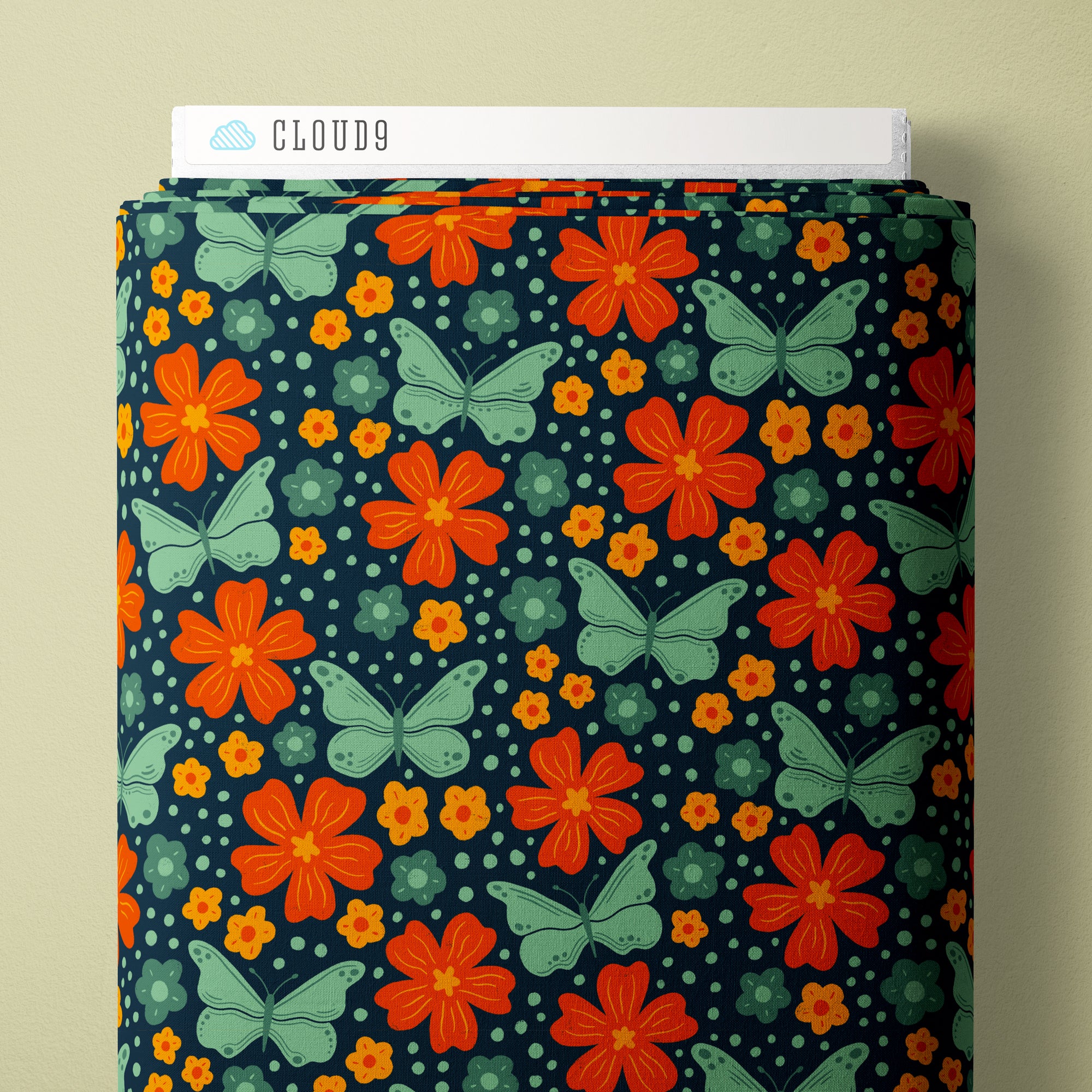 PRE-ORDER - Butterfly Border in Blue - Bountiful Acre - Cloud9 Fabric - Quilting Fabric by the Yard