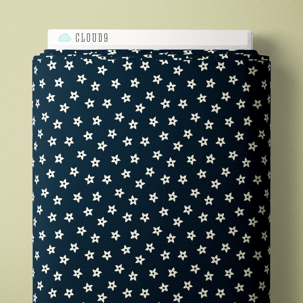 PRE-ORDER - Star Flowers in Blue - Bountiful Acre - Cloud9 Fabric - Quilting Fabric by the Yard