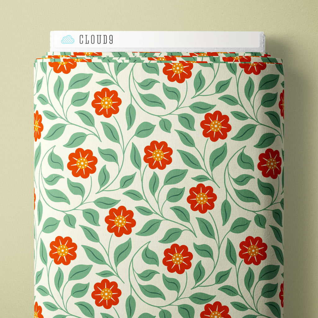 PRE-ORDER - Trailing Blooms in Red - Bountiful Acre - Cloud9 Fabric - Quilting Fabric by the Yard