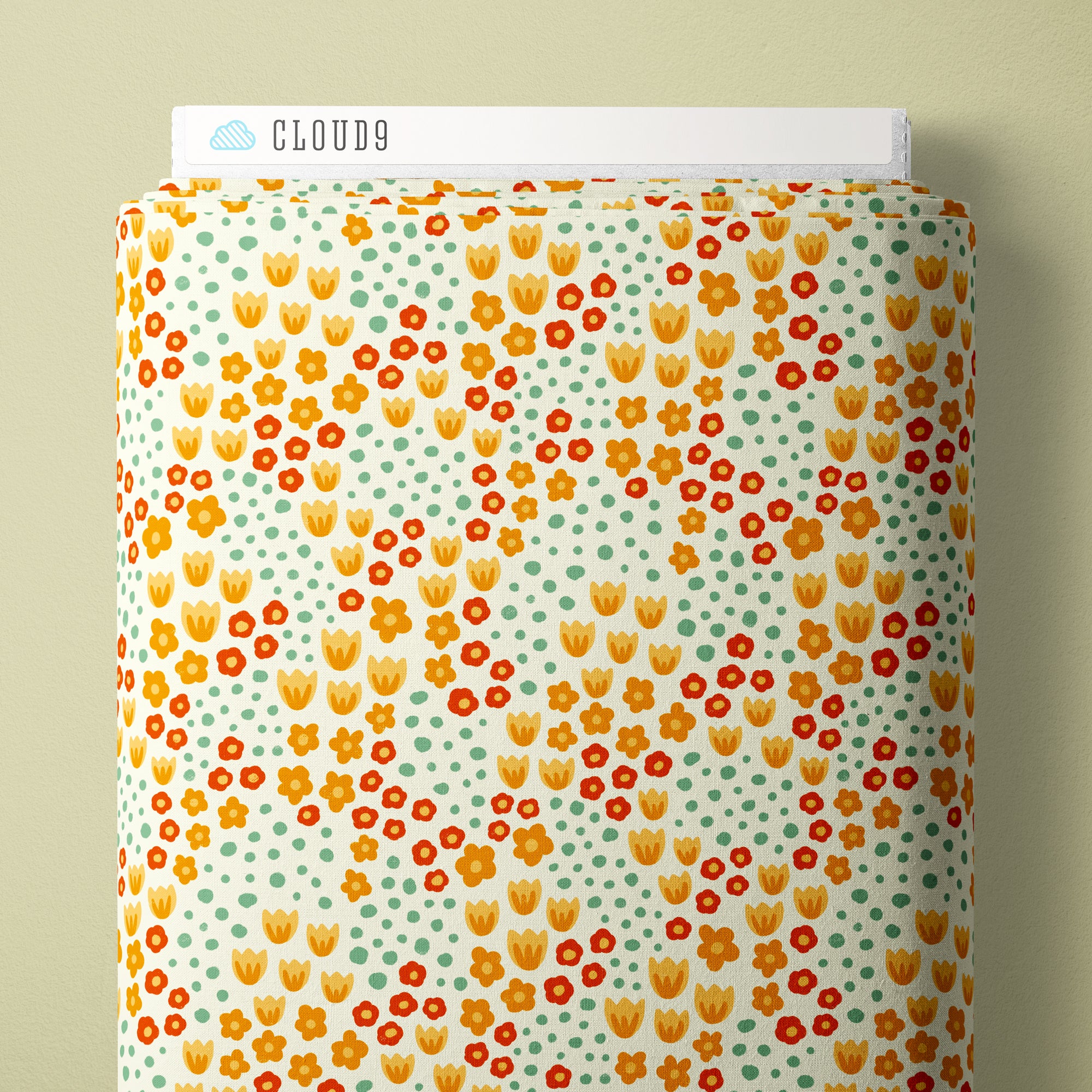 PRE-ORDER - Ditsy Floral Orange/Red - Bountiful Acre - Cloud9 Fabric - Quilting Fabric by the Yard