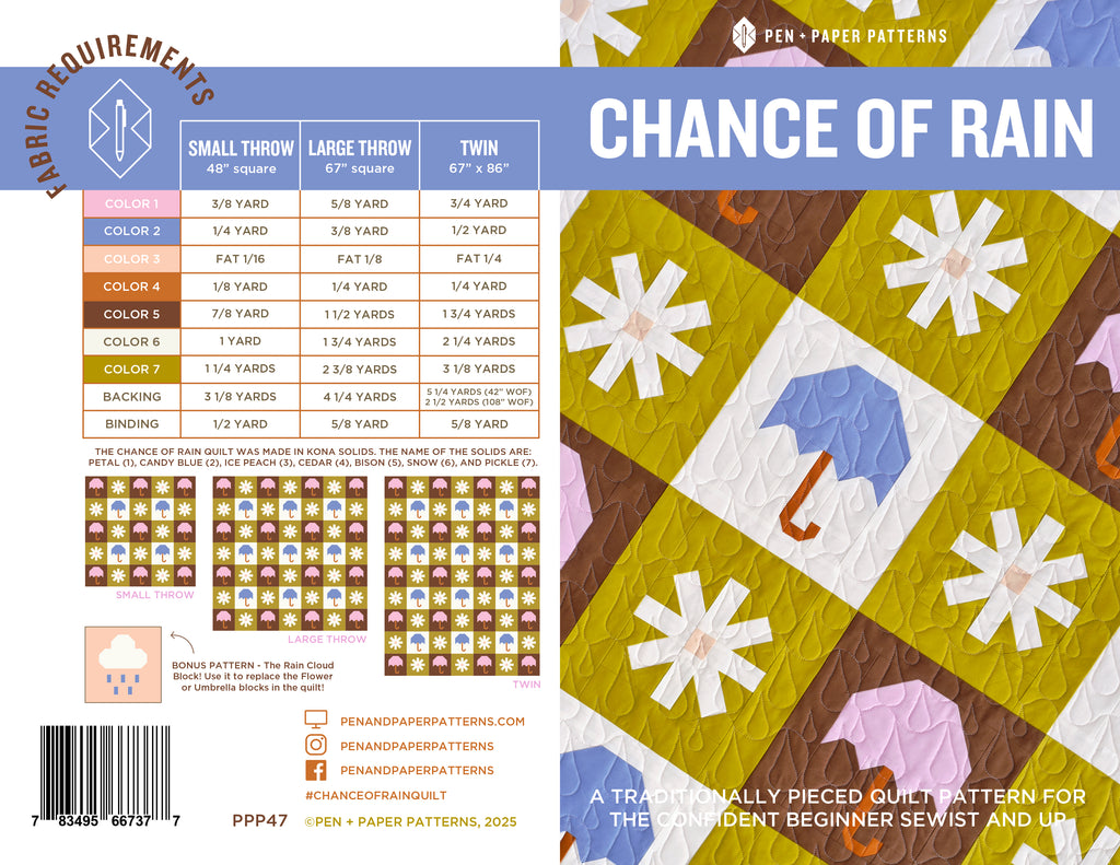 Chance of Rain Quilt Pattern - Pen + Paper Patterns