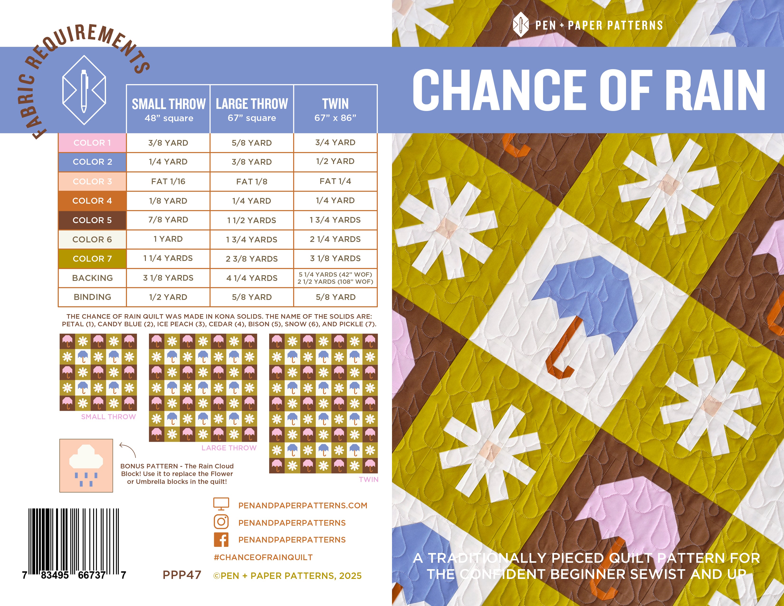 Chance of Rain Quilt Pattern - Pen + Paper Patterns