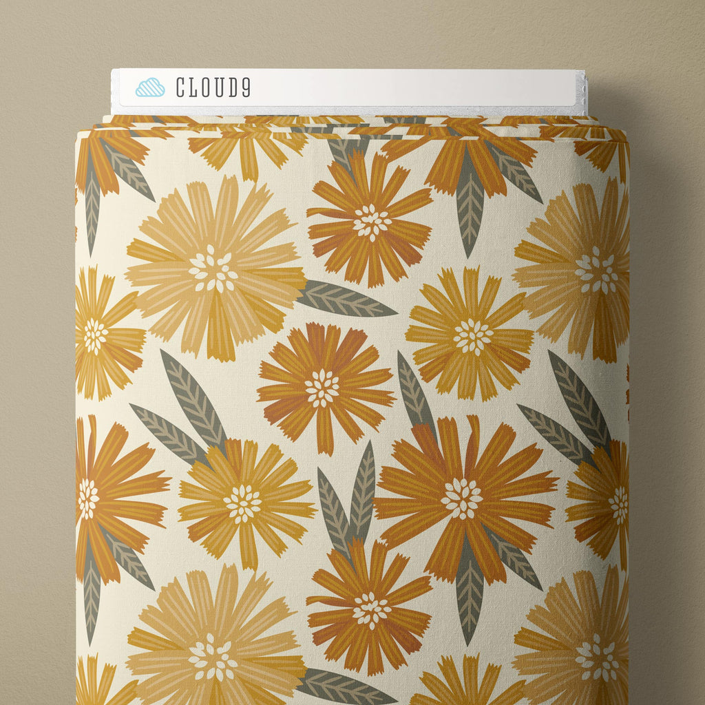 PRE-ORDER - Aster Blooms in Ivory/Amber - Falling into Autumn - Cloud9 Fabric - Quilting Fabric by the Yard