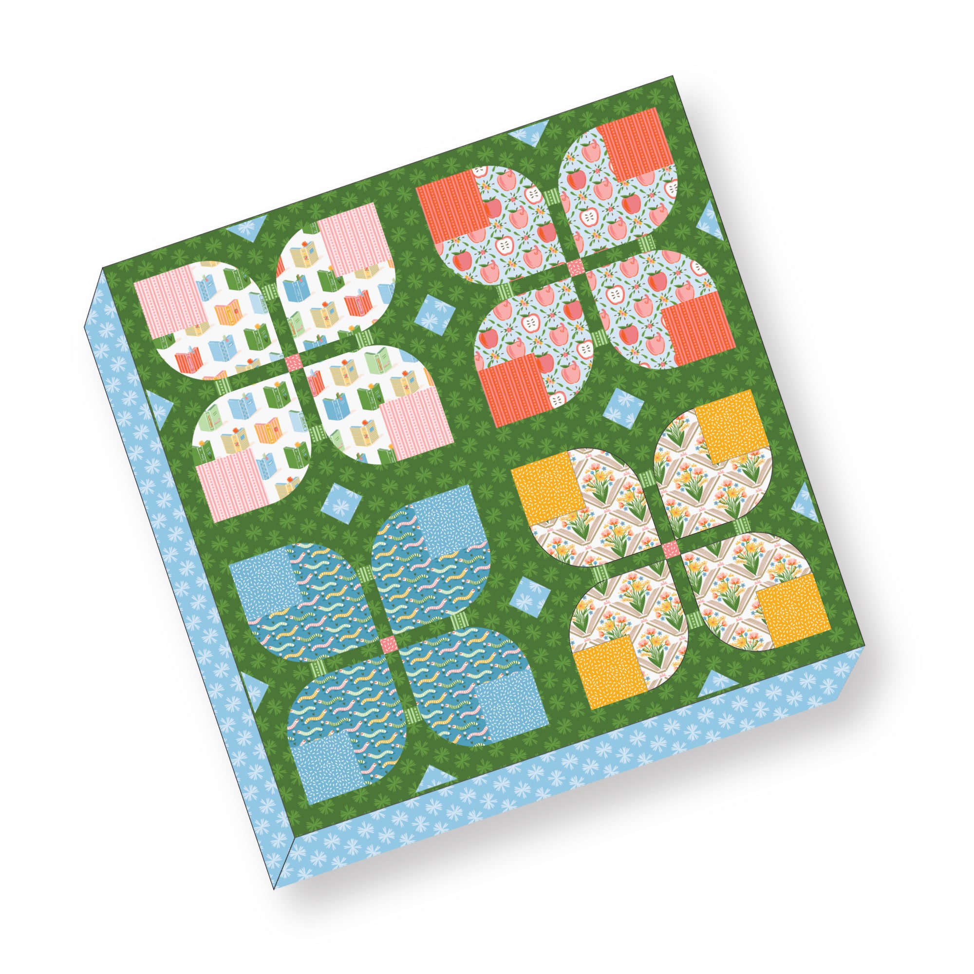 PRE-ORDER - Little Seeds - Blue - Bookworm - Cloud9 Fabrics - Quilting Fabric by the Yard