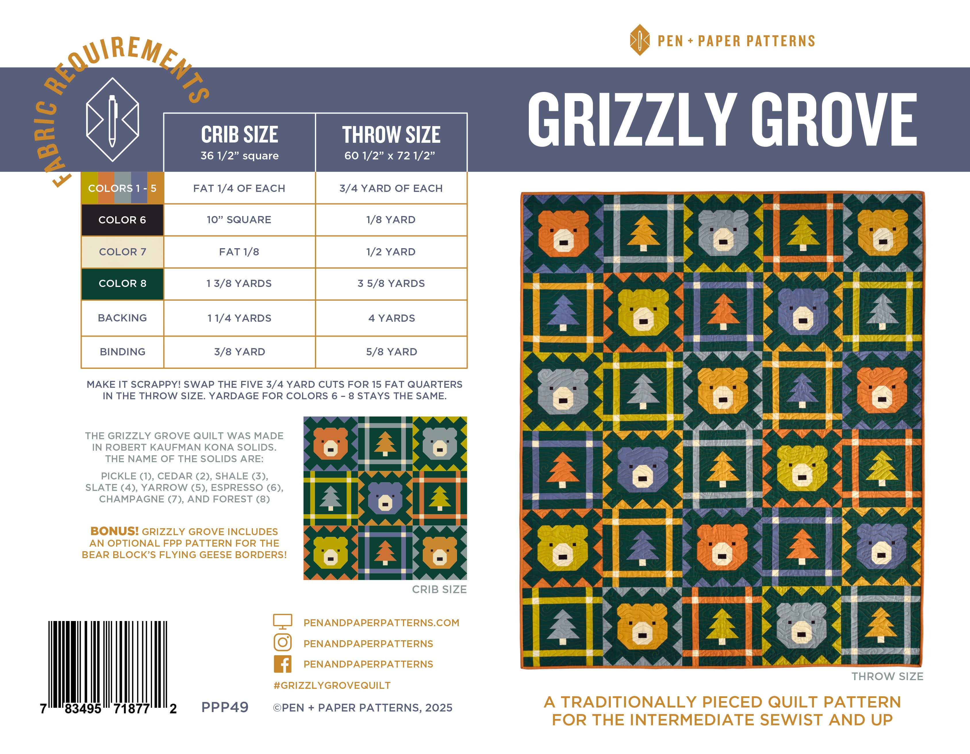 Grizzly Grove Quilt Pattern - Pen + Paper Patterns