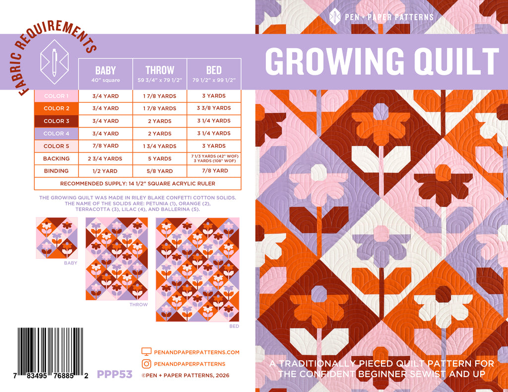 Growing Quilt Pattern - Pen + Paper Patterns
