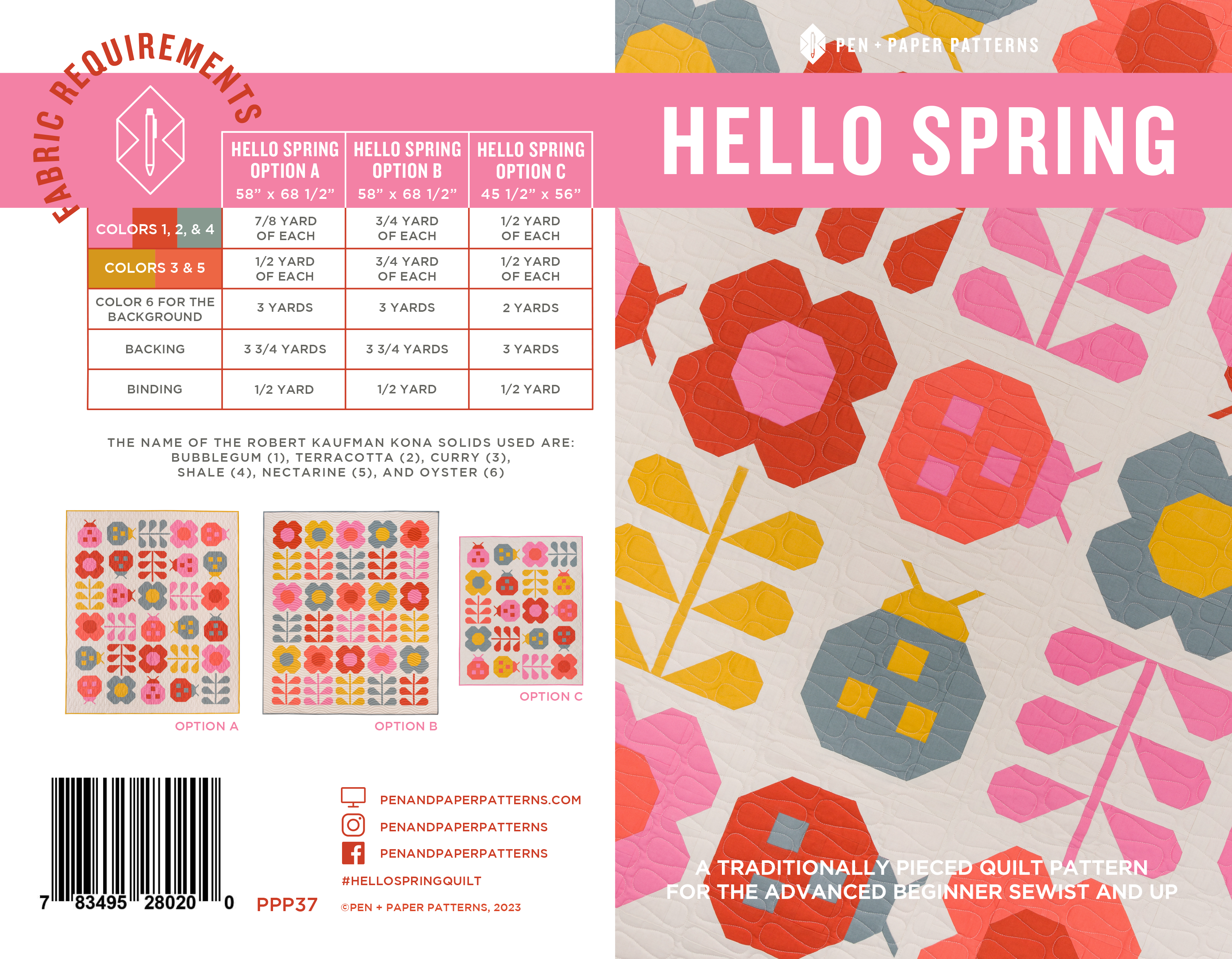 Hello Spring Quilt Pattern - Pen + Paper Patterns