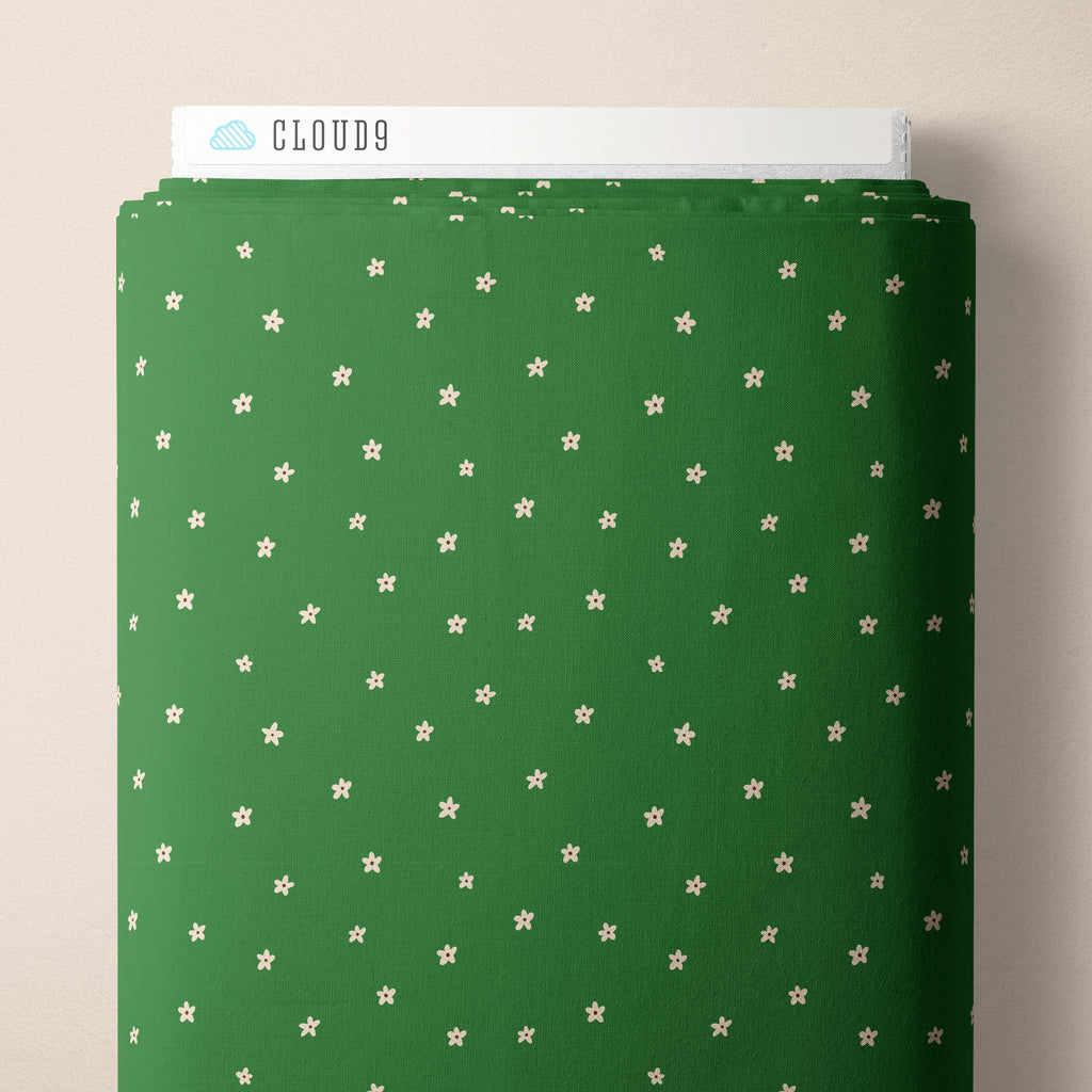 PRE-ORDER - Ditsy Flowers in Green - It was the 70's - Cloud9 Fabric - Quilting Fabric by the Yard