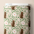 PRE-ORDER - A Cat in the Flowers in Brown/Green - It was the 70's - Cloud9 Fabric - Quilting Fabric by the Yard