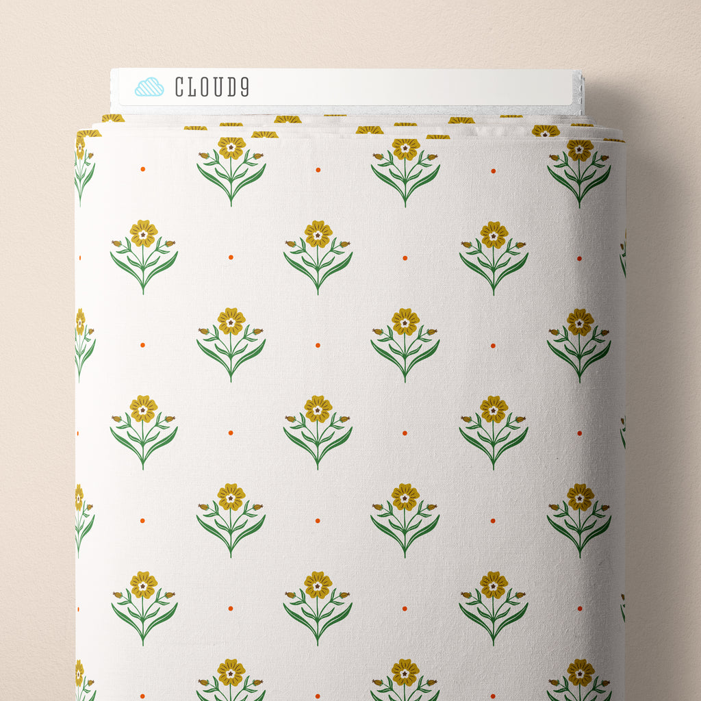 PRE-ORDER - Retro Blossoms in Ivory - It was the 70's - Cloud9 Fabric - Quilting Fabric by the Yard