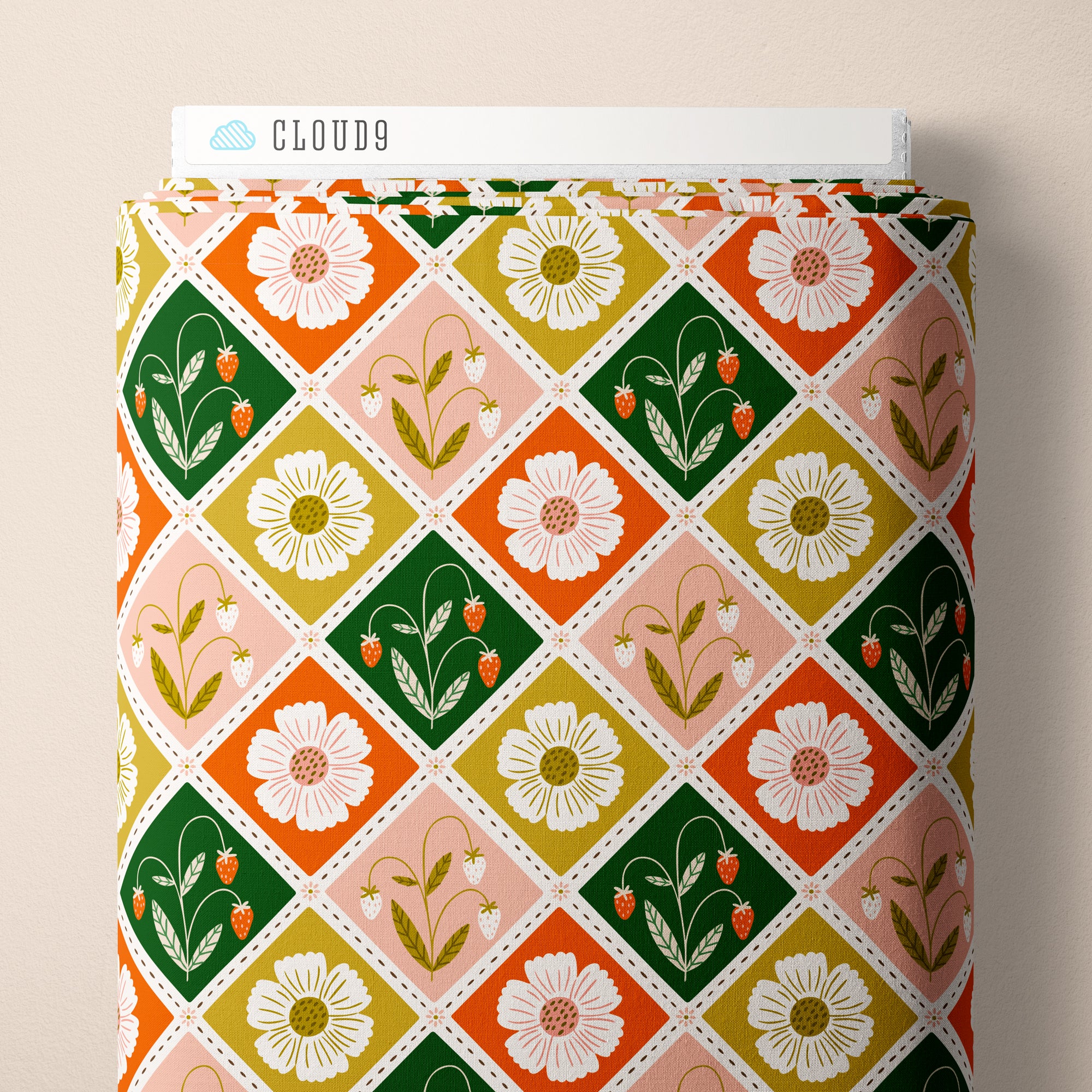 PRE-ORDER - Strawberry Fields in Multi - It was the 70's - Cloud9 Fabric - Quilting Fabric by the Yard