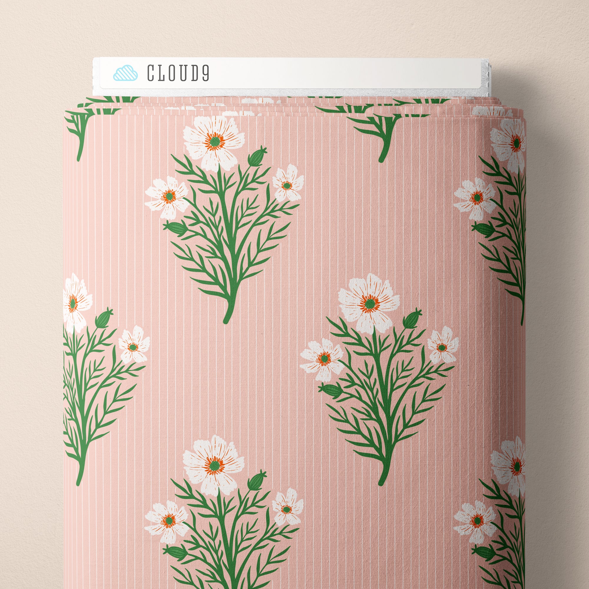 PRE-ORDER - A Field of Stripes and Flowers in Pink - It was the 70's - Cloud9 Fabric - Quilting Fabric by the Yard